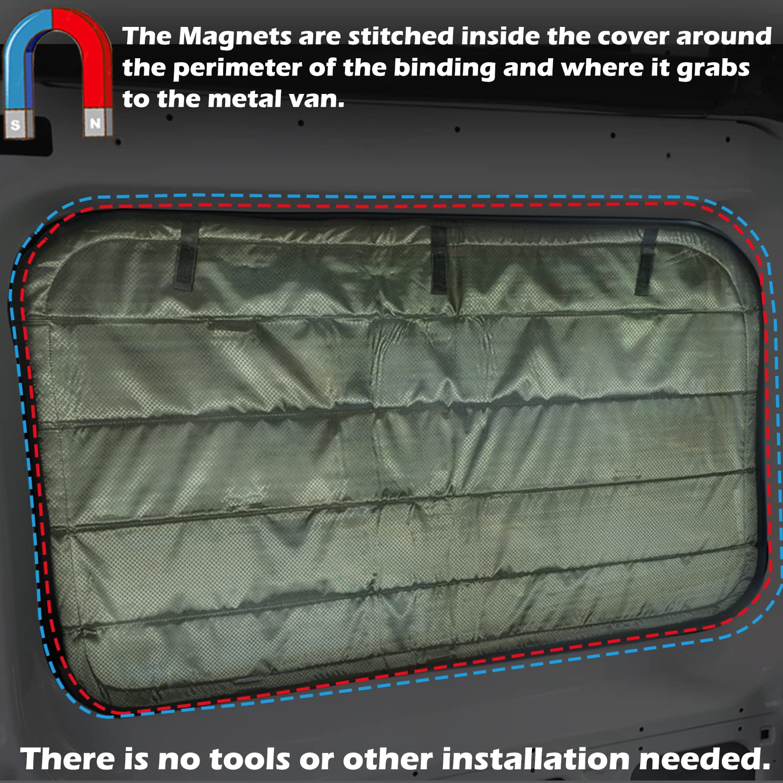 Foldable Insulated Blackout Sun Shade Cover for Ford Transit Van 2015-2022 - Crew Window & Windshield Protector for Heat, UV Rays & Privacy - Perfect for Camping, Travel & Parking