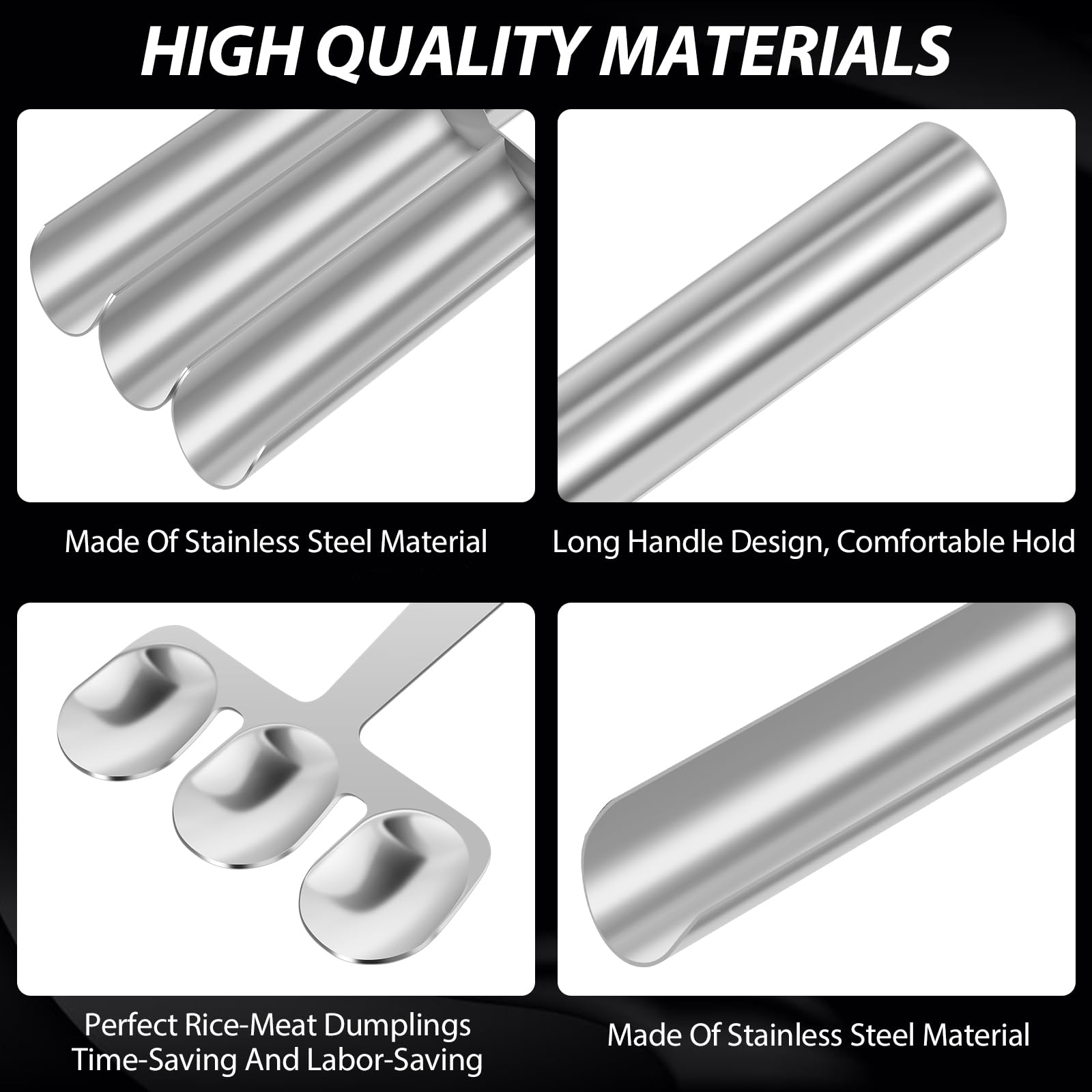 Stainless Steel Triple Meatball Scoop Maker with Scraper - Long Handle Manual Meat Baller for Perfect Meatballs & Cookie Dough - Ideal for Home Kitchen, Restaurant & Meal Prep