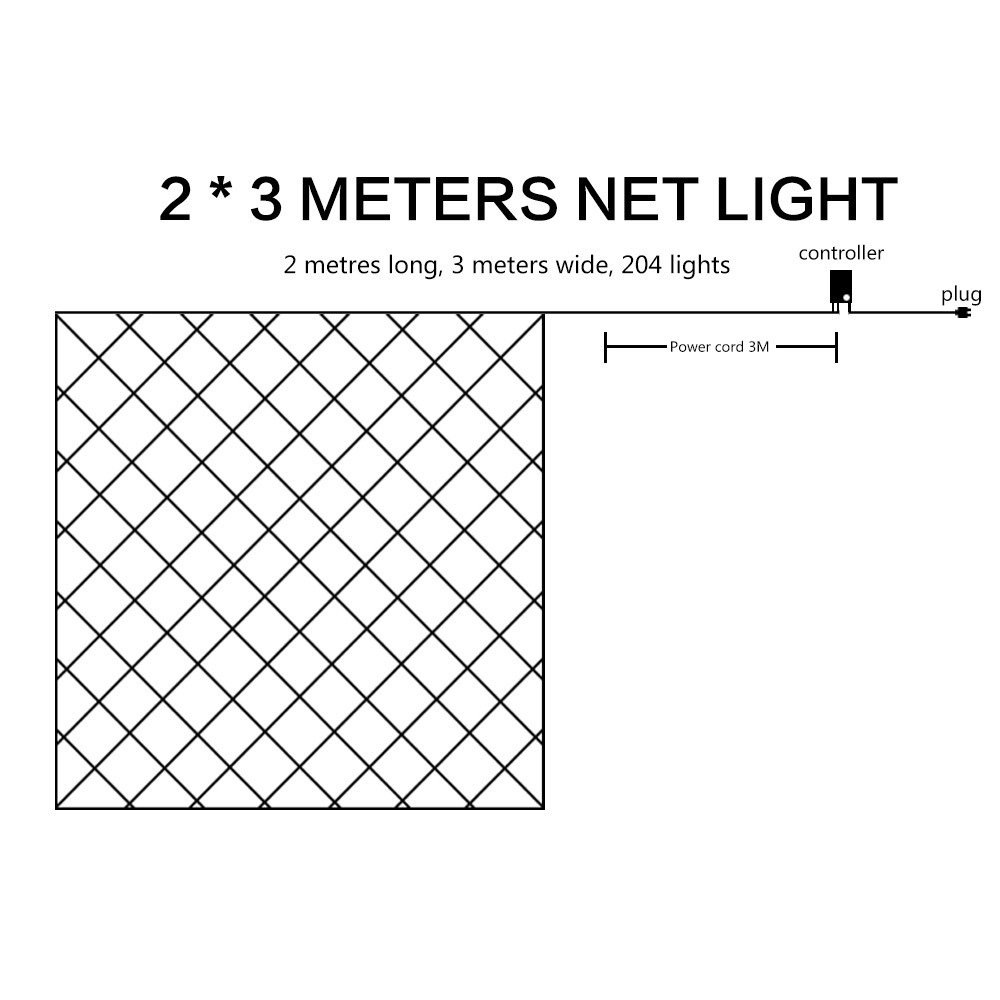 204 LED Blue Waterproof Outdoor Fairy Lights - 6.56x9.84ft Net Mesh String Lights with 8 Lighting Modes | Christmas Tree Decorations, Holiday Party Lights, Garden Wedding & Patio Decor