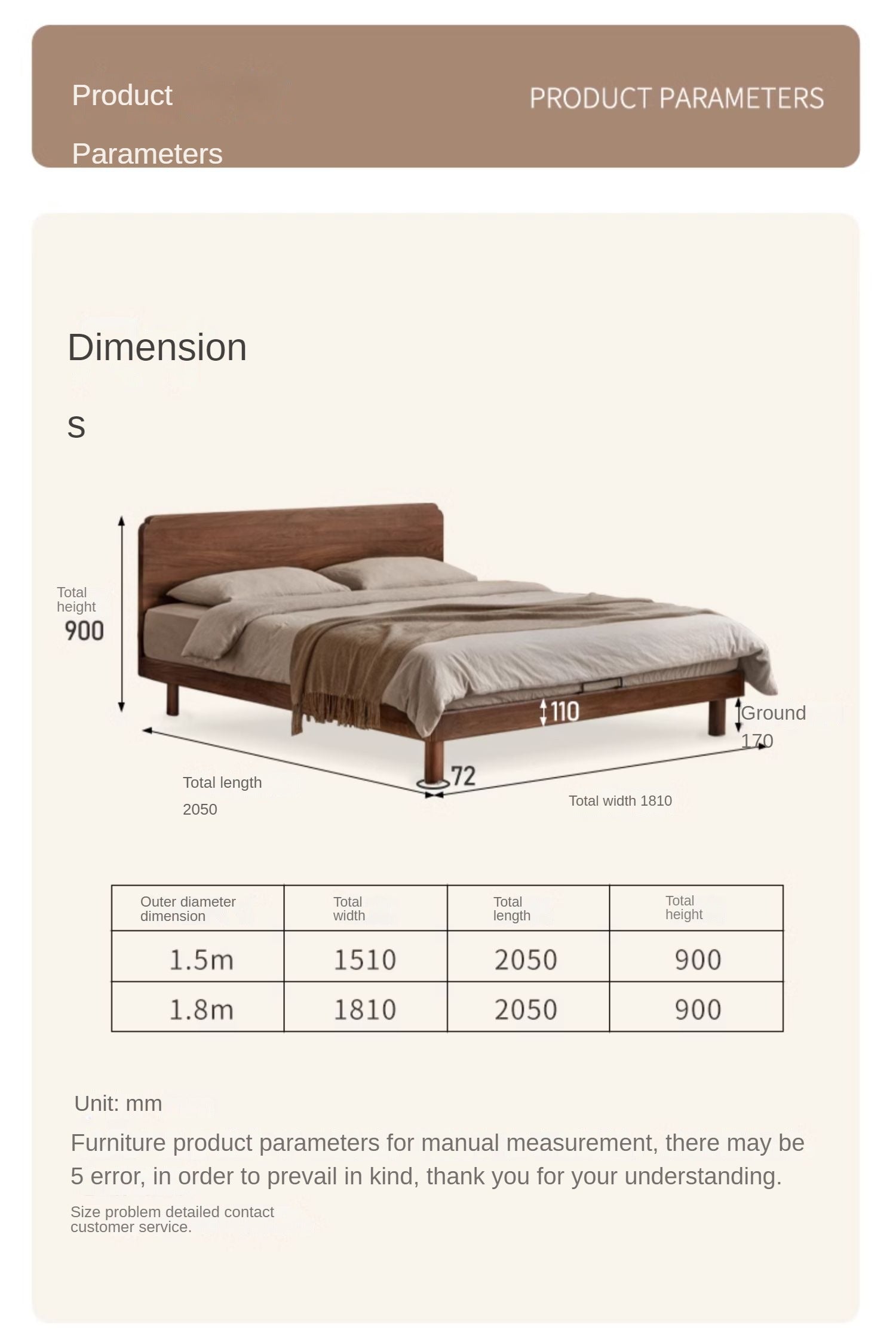 Premium Solid Oak & North American Black Walnut Wood Bed Frame - Handcrafted Luxury Bed for Master Bedroom, Guest Room & Modern Farmhouse Decor