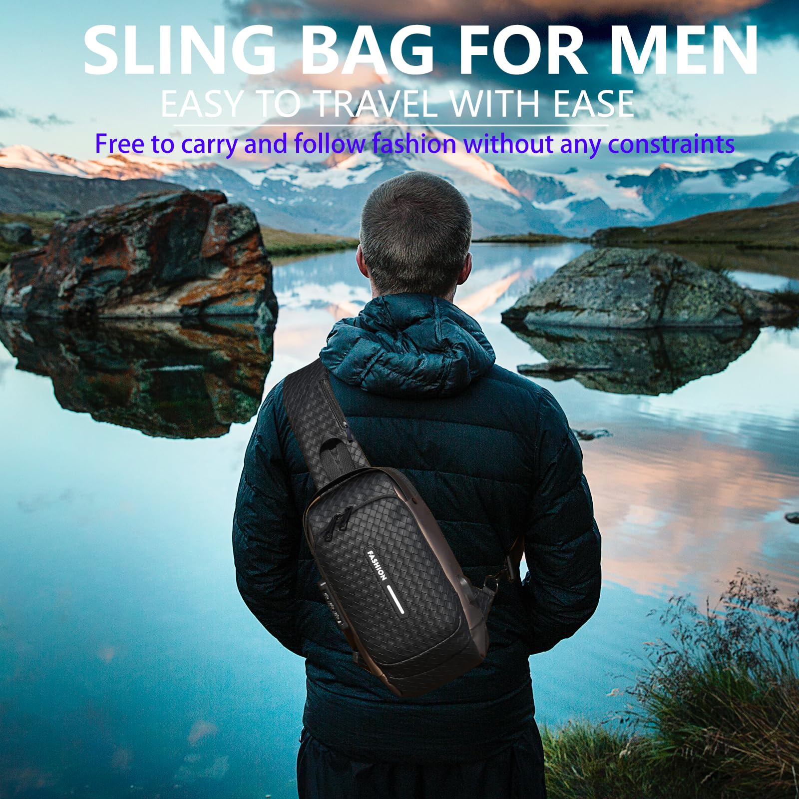 Men's PU Leather Anti-Theft Crossbody Sling Bag for Travel & Daily Use