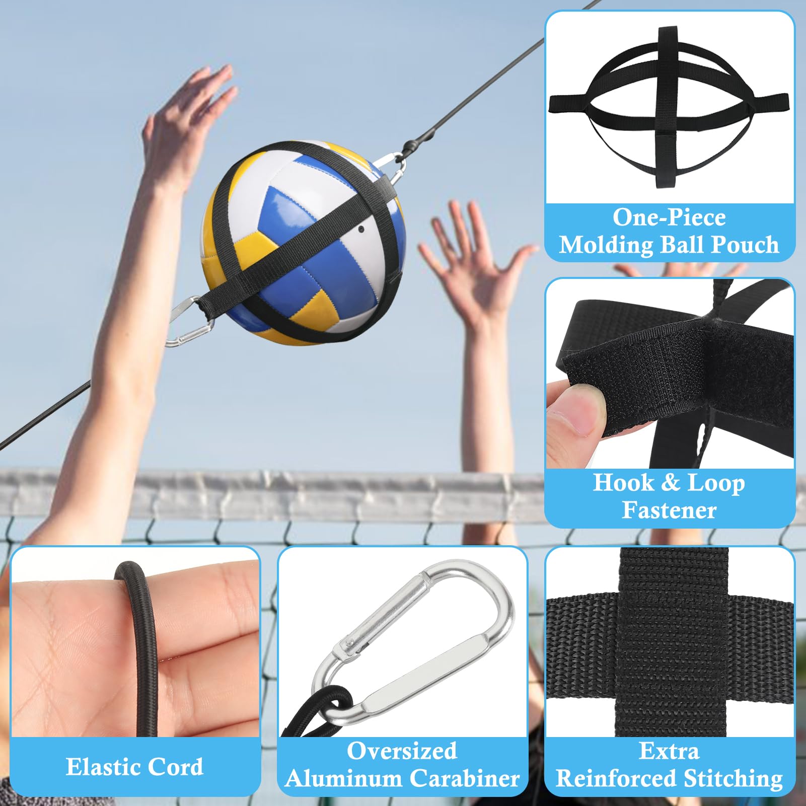 **Adjustable High Elasticity Volleyball Spike Trainer - Solo Spiking & Serving Practice Equipment for Beginners & Pros | Volleyball Training Aid System | Perfect for Indoor & Outdoor Drills, Team Practice & Gifts**