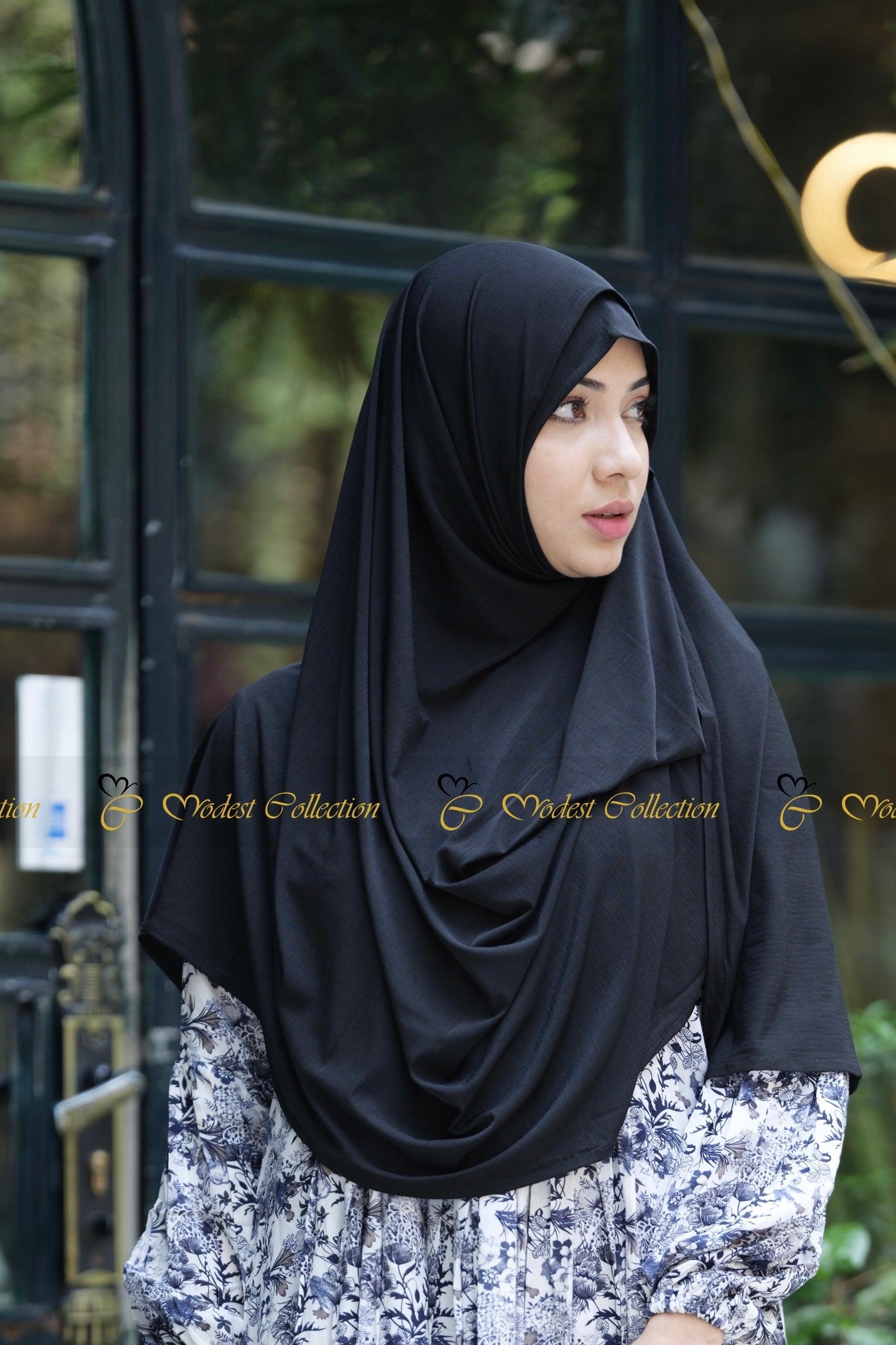 Instant Hijab Black - Quick & Easy Muslim Headscarf for Women - Perfect for Daily Wear, Prayer, and Modest Fashion
