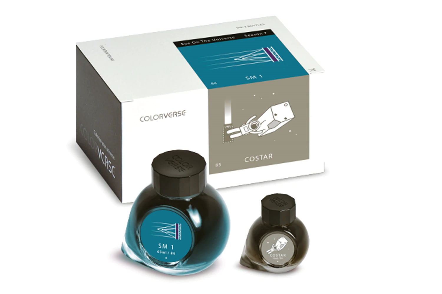 Colorverse SM 1 & COSTAR Fountain Pen Ink Set - 65ml + 15ml Bottled Ink for Calligraphy, Journaling & Artistic Writing | Premium Dye-Based Ink for Smooth Writing Experience