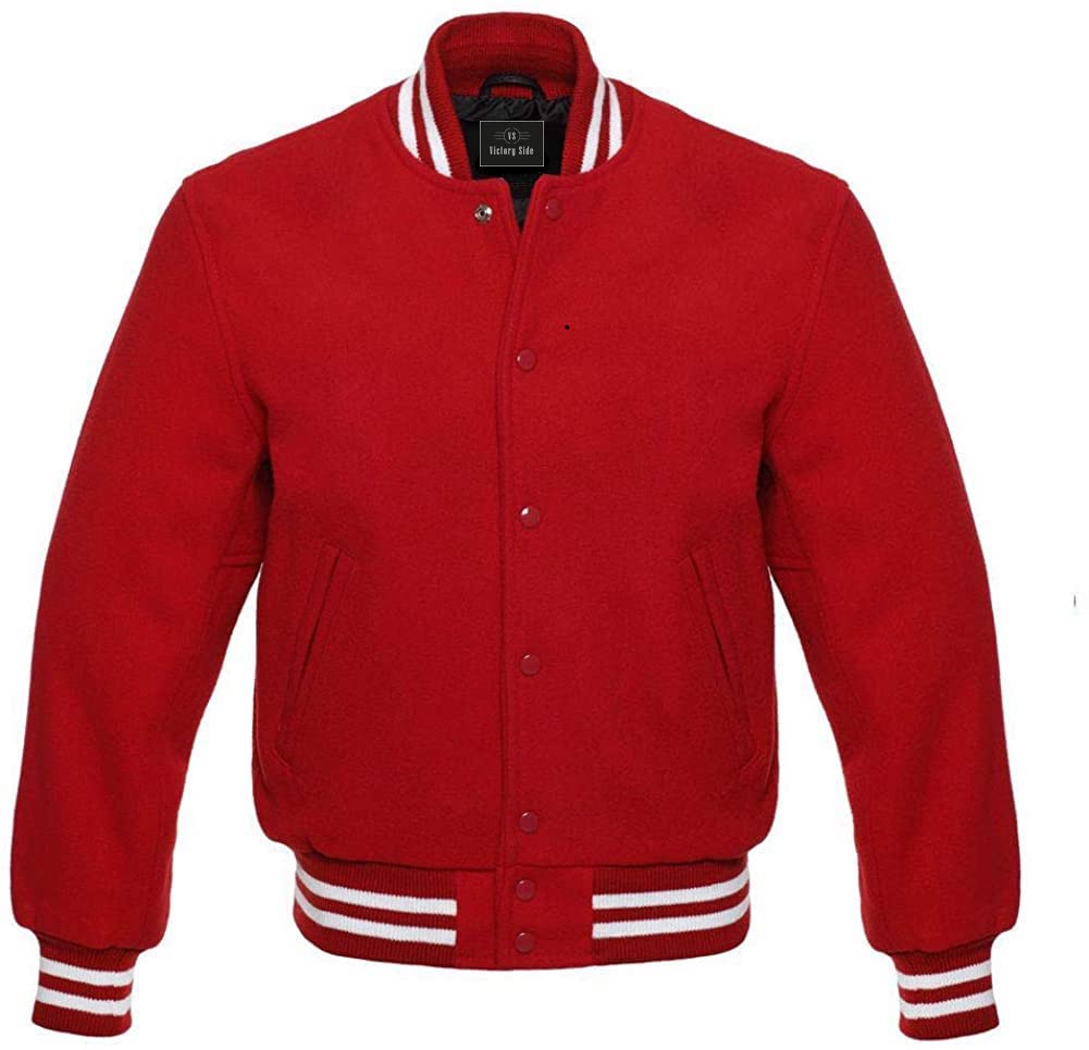 Premium Men's Classic All Wool Varsity Jacket - Baseball Style Winter Coat for Cold Weather | Warm & Stylish Outerwear for College, Sports, and Casual Wear