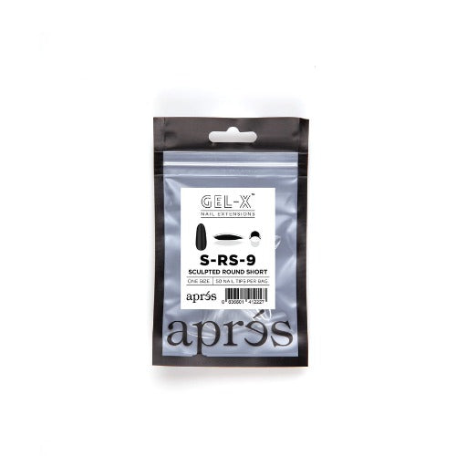 Apres Gel X Refill Tips (50pc) - Sculpted Short Round Fake Nails for Natural Look | DIY Manicure, Nail Art, Salon & Home Use