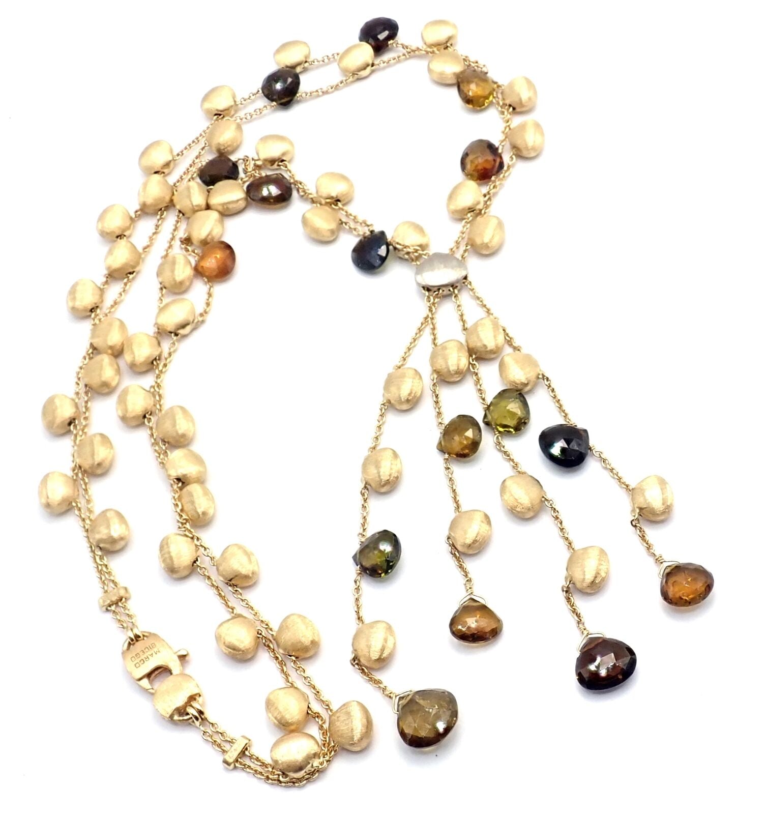 Authentic Marco Bicego 18k Yellow Gold Confetti Diamond Topaz Tassel Necklace - Elegant Statement Jewelry for Weddings, Parties & Special Occasions