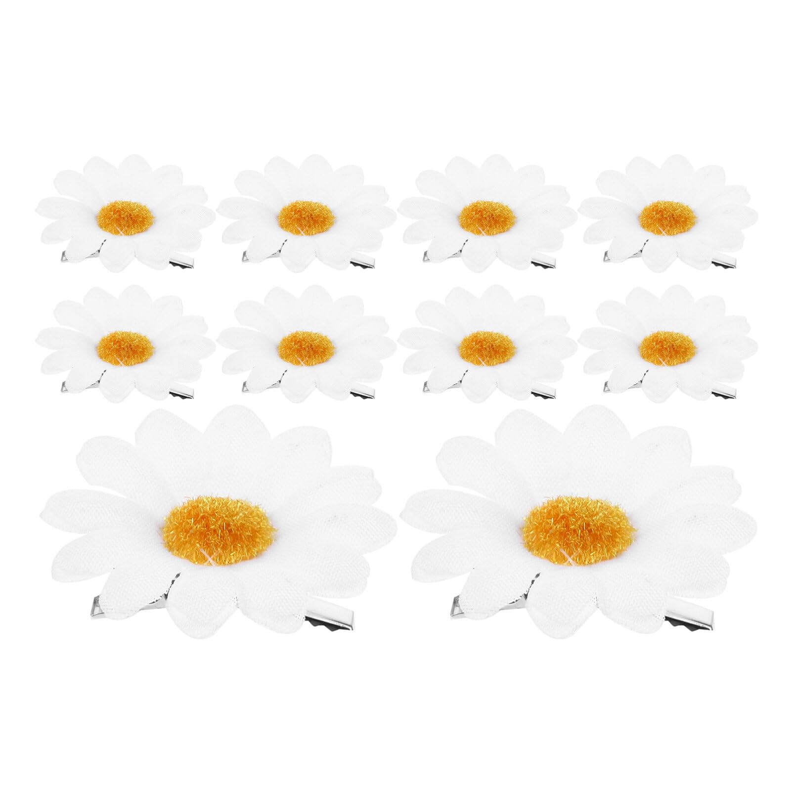 Lurrose Daisy & Sunflower Hair Clips for Women - 10PCS Floral Hair Accessories for Bridal, Wedding, Teens, Girls - Beach Hair Clips for Summer, Party, Home Decor (White)