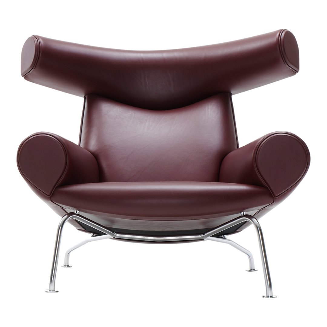 Erik Jørgensen Wegner Ox Chair - Mid Century Modern Leather Lounge Chair for Living Room, Office & Reading Nook - Scandinavian Design Replica