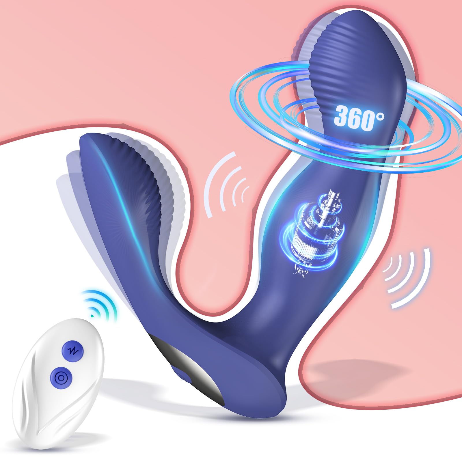 Remote Control Prostate Massager Vibrator - Anal Sex Toy for Men with Rotating & Vibrating Butt Plug, Perineum Stimulation - Perfect for Solo Play & Couples Fun, Adult Toys & Games