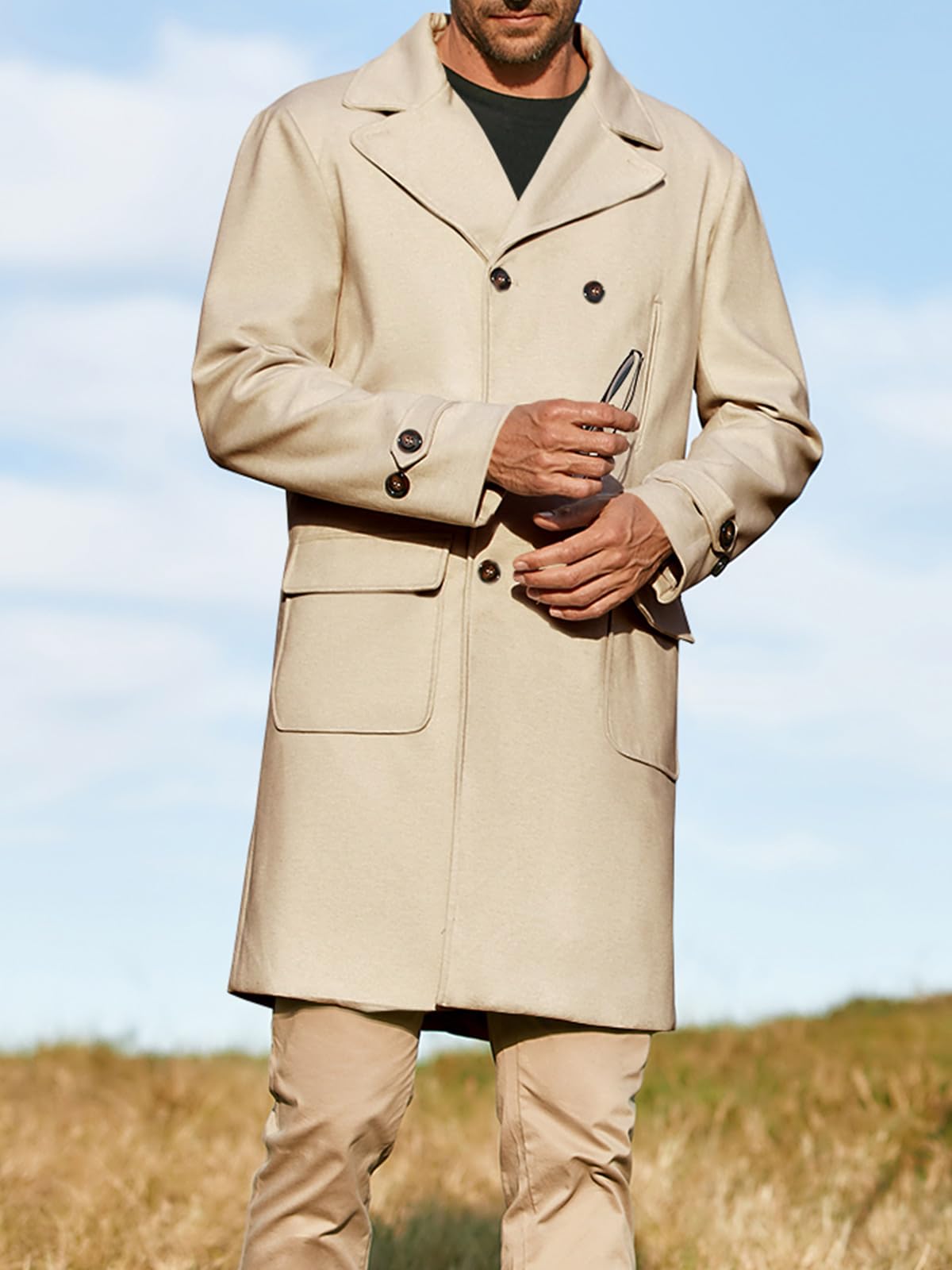 MNCEGEER Men's Trench Coat - Notch Lapel Double Breasted Casual Peacoat Jacket | Cotton Blend Water-Resistant Overcoat for Fall & Winter | Perfect for Office, Dating & Outdoor Activities