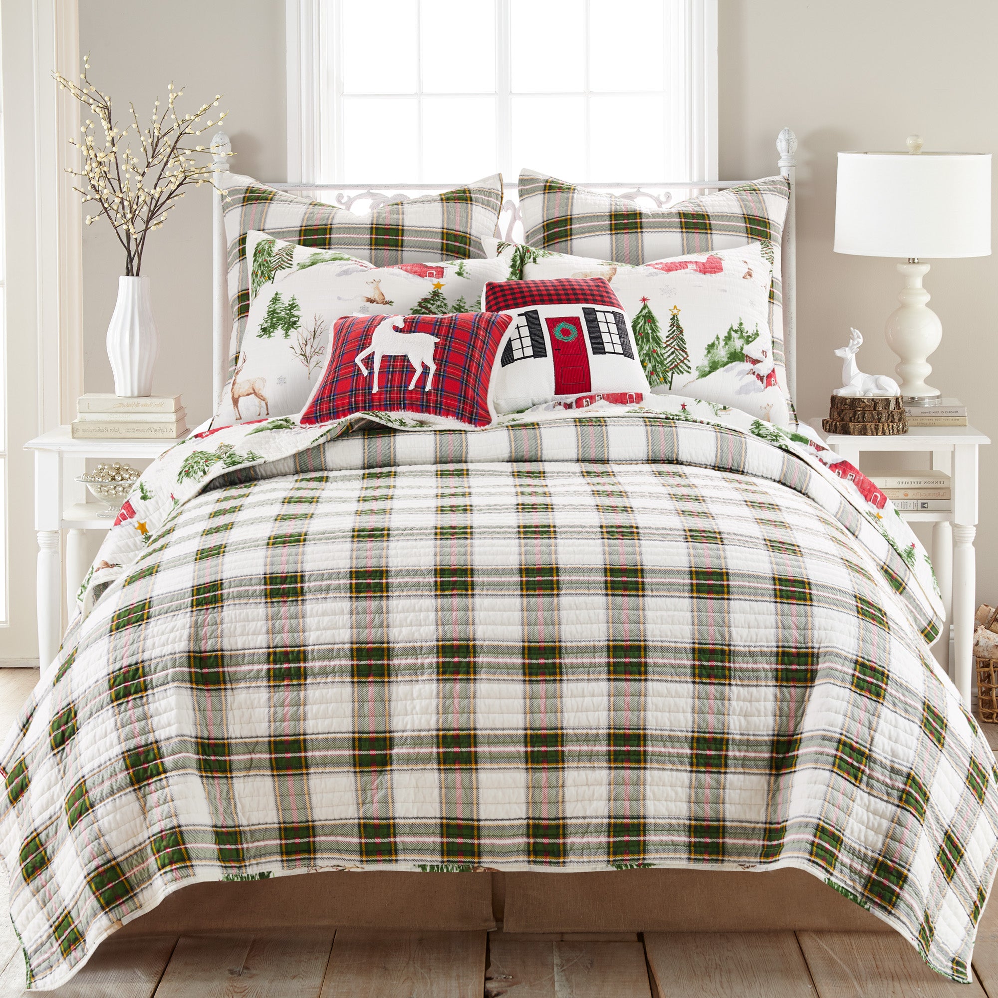 Tatum Pines Quilt Set - Queen Size Bedding, Soft Microfiber Comforter with Pillow Shams, Modern Farmhouse Style - Perfect for Cozy Bedrooms, Guest Rooms & Vacation Homes