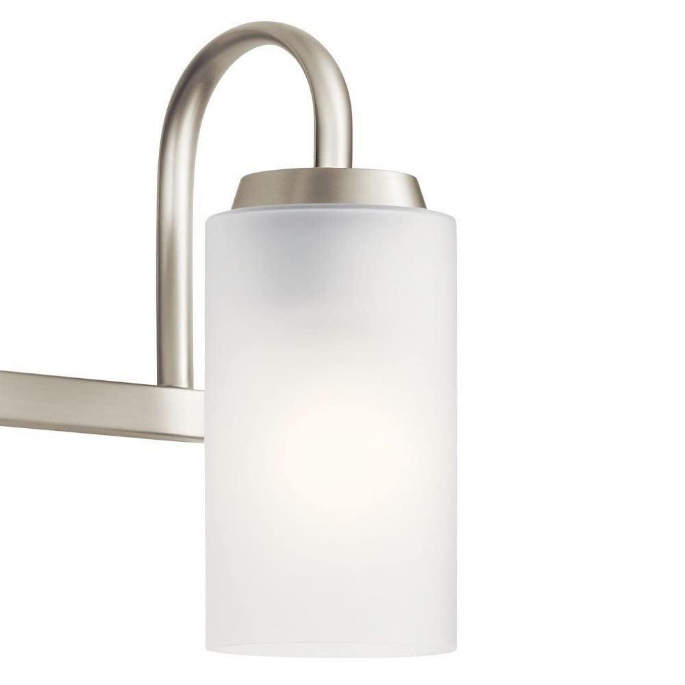 Kichler Kennewick™ 4-Light Black Bathroom Vanity Light with Etched Glass - Perfect for Modern Bathrooms, Powder Rooms & Dressing Areas