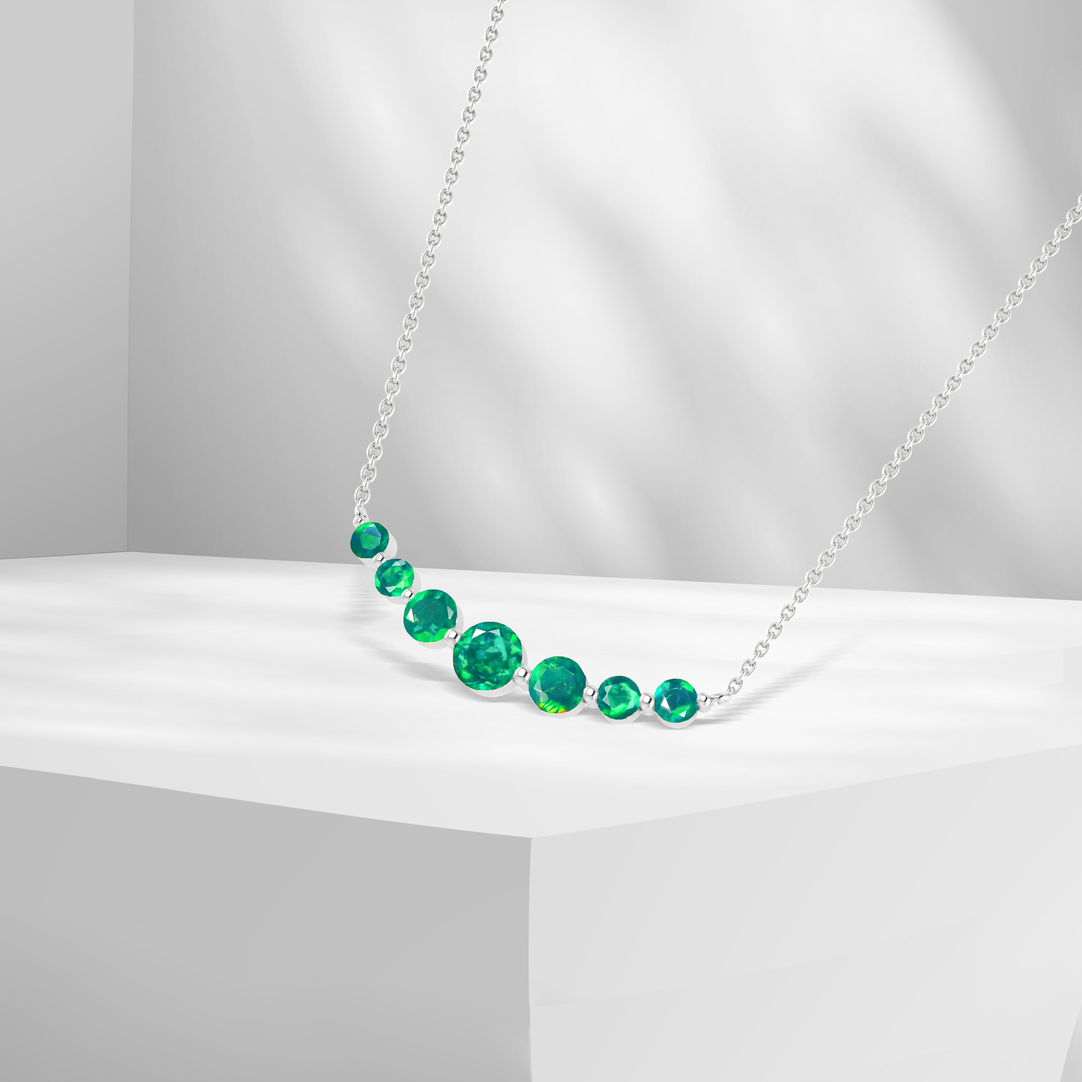 Exquisite Round Fire Opal Bar Pendant Necklace for Women | Genuine Opal Jewelry Gift for Her | Perfect for Date Nights, Weddings & Special Occasions
