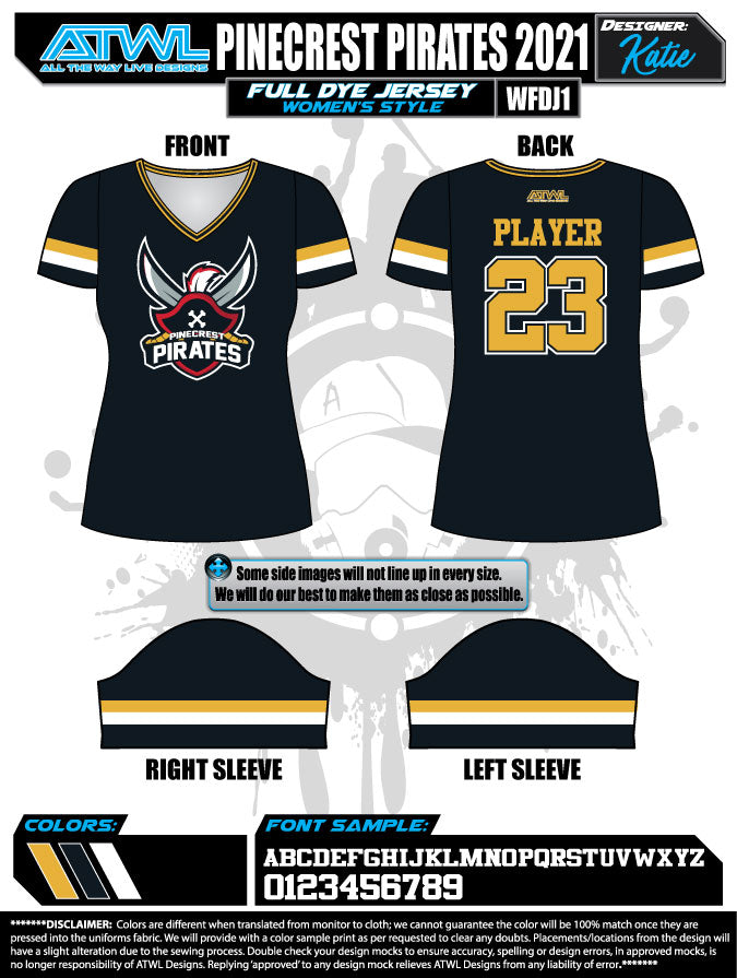 2021 Pinecrest Spring Women's Full Dye Team Jerseys - Breathable & Stylish for Soccer, Basketball & Sports Events