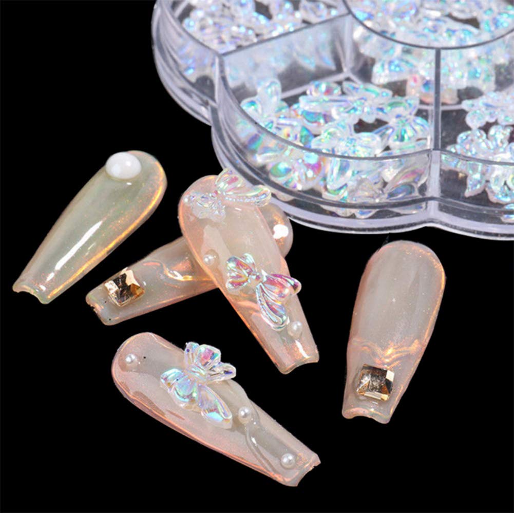 AKOAK 42-Piece Holographic 3D Butterfly Acrylic Nail Art Charms - DIY Nail Art Decorations for Girls, Women - Perfect for Nail Salons, Parties, and Special Occasions