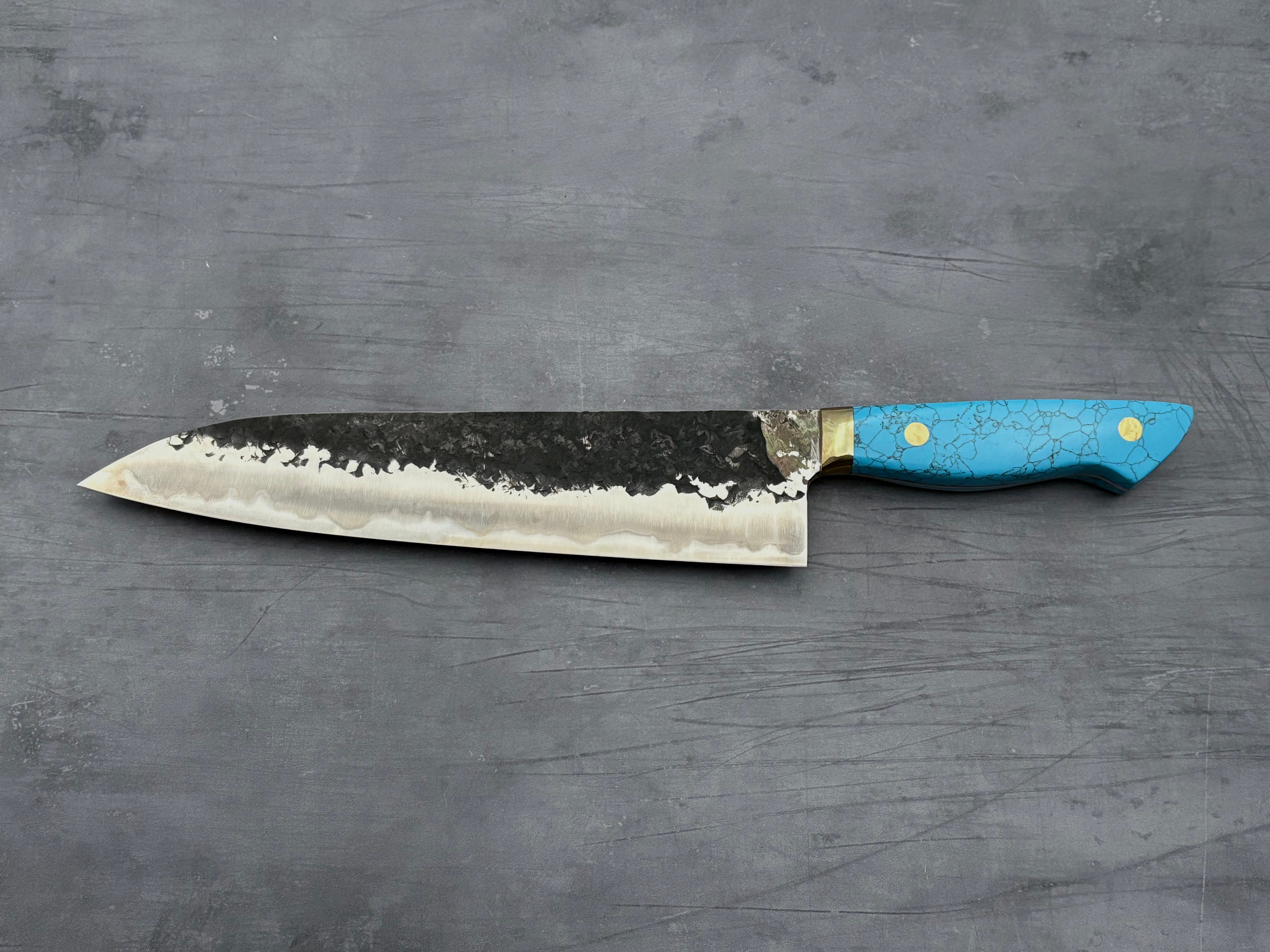 Premium Japanese Gyuto Knife 240mm - Kisuke Manaka Nakamura White #2 Steel - Perfect for Sushi, Meat Slicing & Professional Kitchen Use