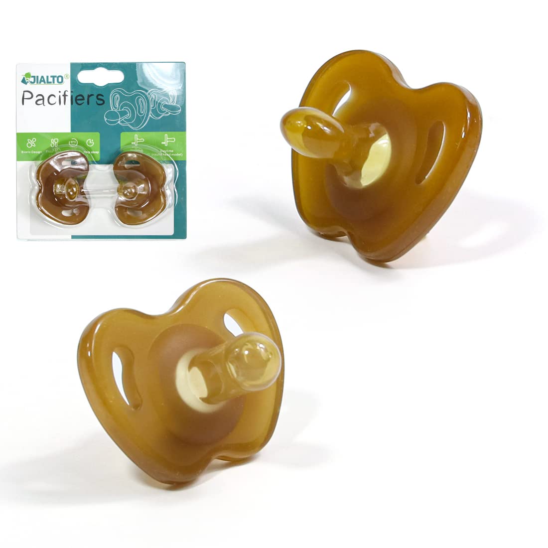 JIALTO Ultra-Light Soft Silicone Baby Pacifier - BPA-Free, Symmetrical One-Piece Design for Newborns 0-6 Months - 2-Pack (Nano Brown) - Perfect for Soothing, Travel & Daycare Use