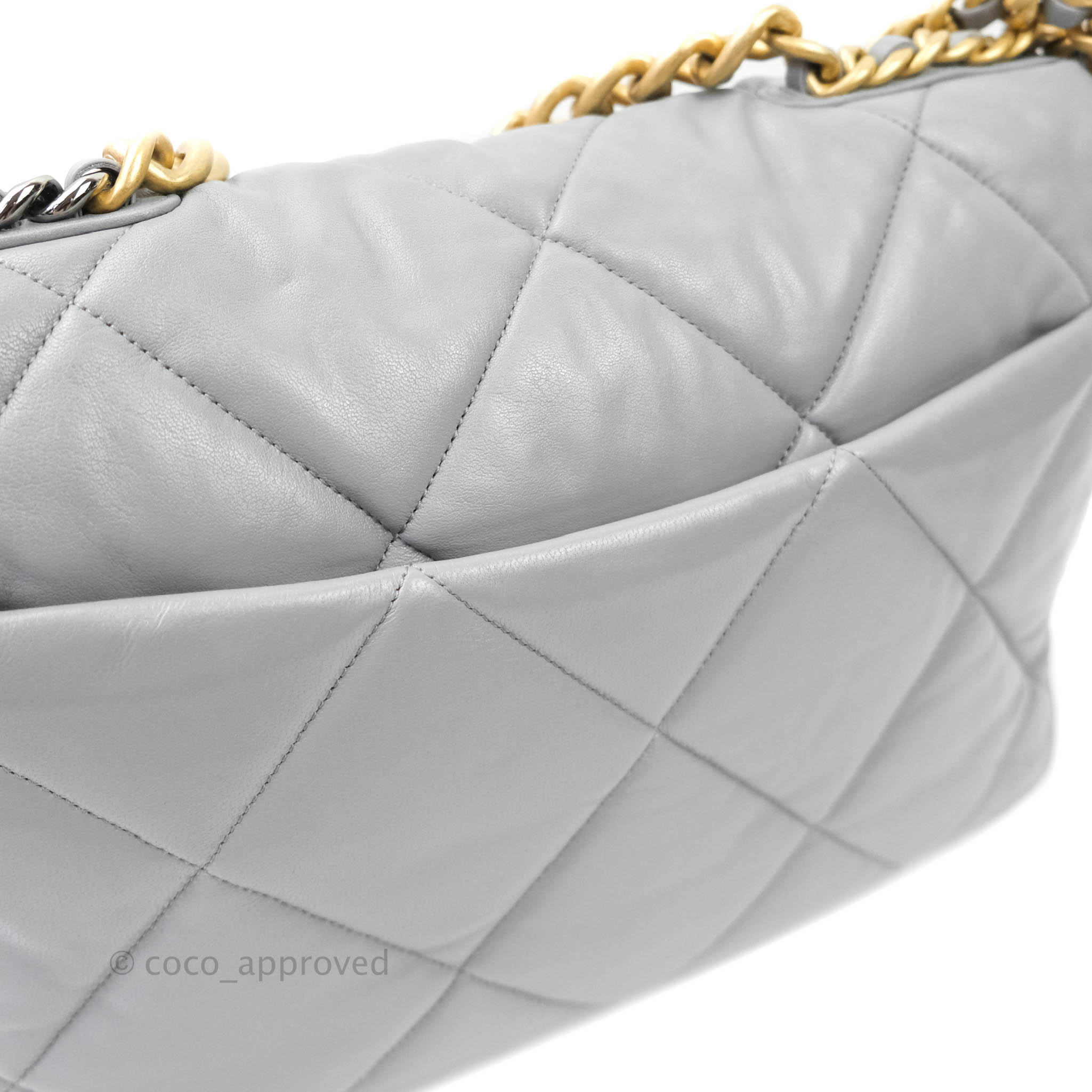 Chanel 19 Large Grey Goatskin Mixed Hardware Flap Bag - Luxury Designer Handbag for Women | Perfect for Work, Evening Events & Everyday Use