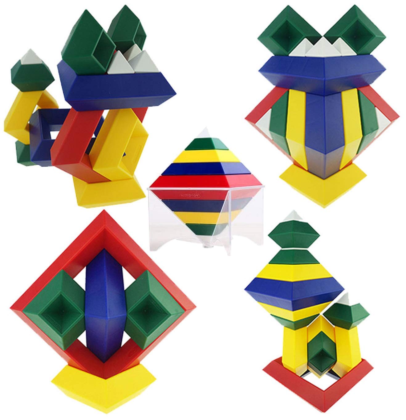 3D Pyramid Stacking Toy Building Blocks - Brain Teaser Puzzle for Kids & Adults - Creative Preschool Learning STEM Toys - Toddler Building Blocks for 3+ Year Old Boys & Girls - Perfect for Classroom, Birthday Gifts & Family Game Night