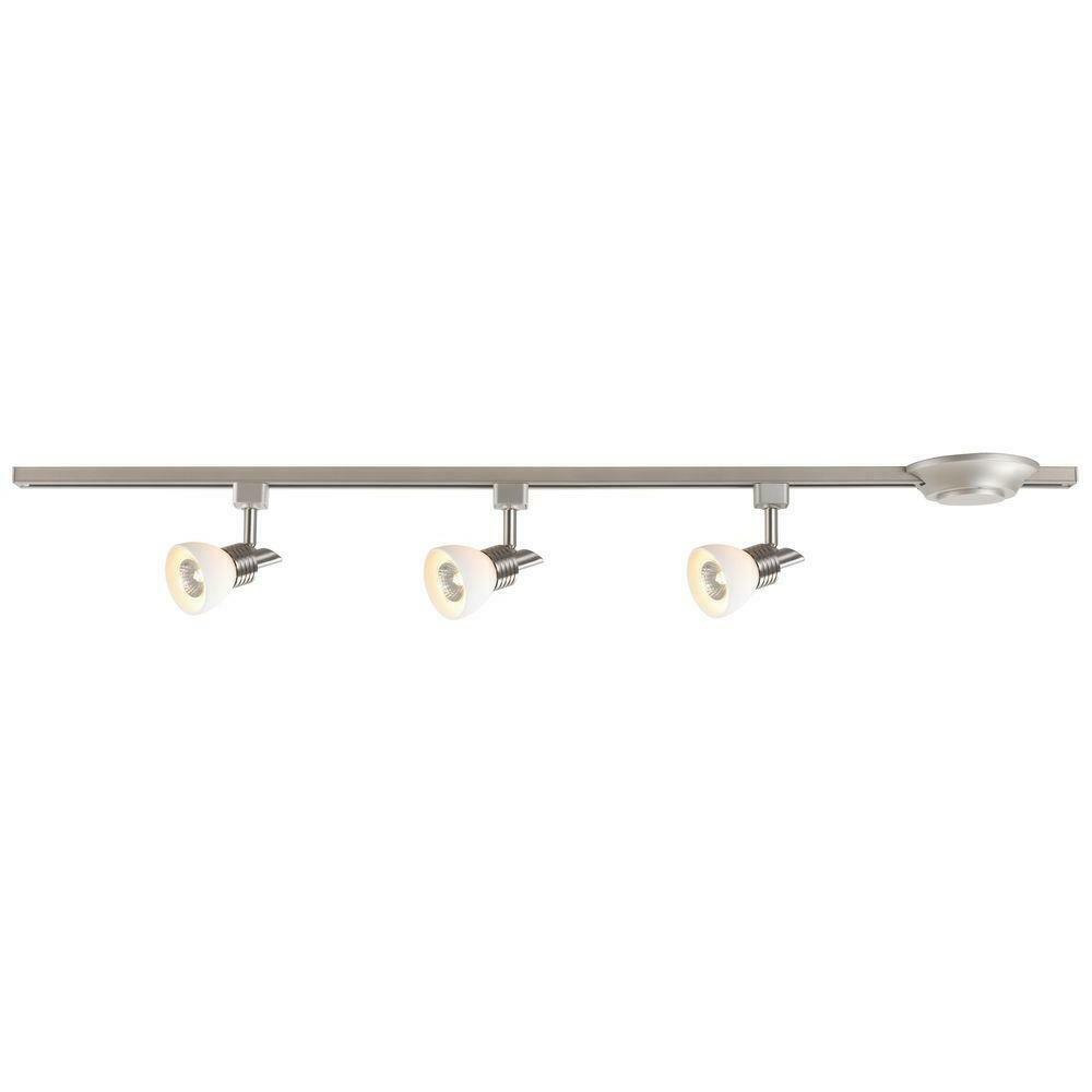 CE 38649 Brushed Nickel 3-Light Linear Track Lighting Kit - Modern Ceiling Lighting for Living Room, Kitchen & Retail Spaces