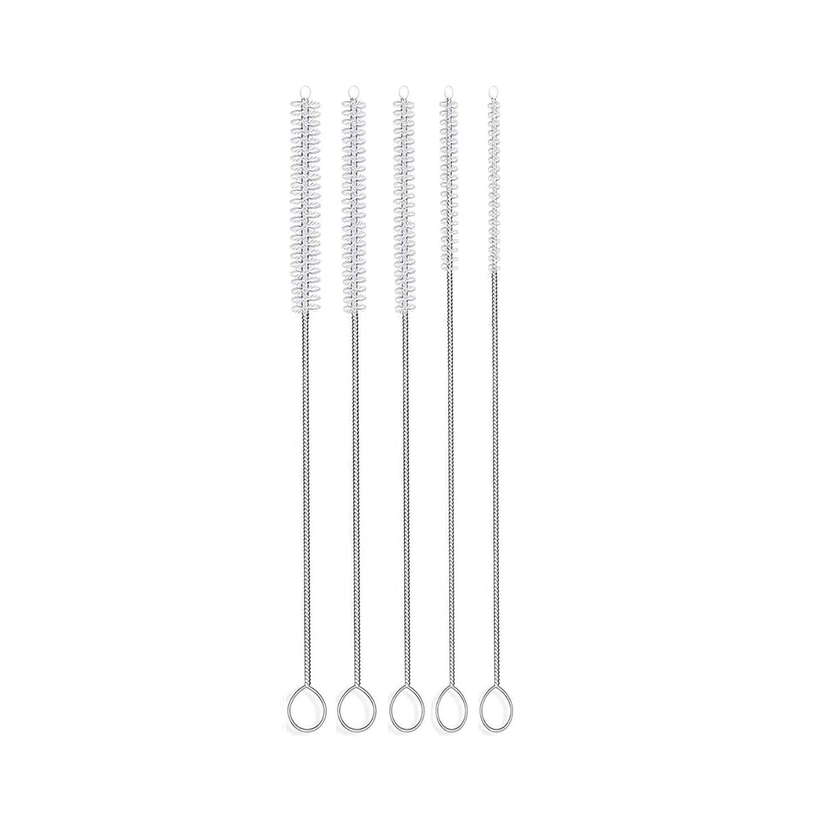 8 Inch Nylon Tube Cleaning Brush Set - 5 Piece Kit with Flexible Handles for Deep Cleaning Bottles, Straws, Pipes, Keyboards, Glass & Guns | Heavy Duty Cleaning Brushes for Home, Kitchen, Office & Automotive Detailing