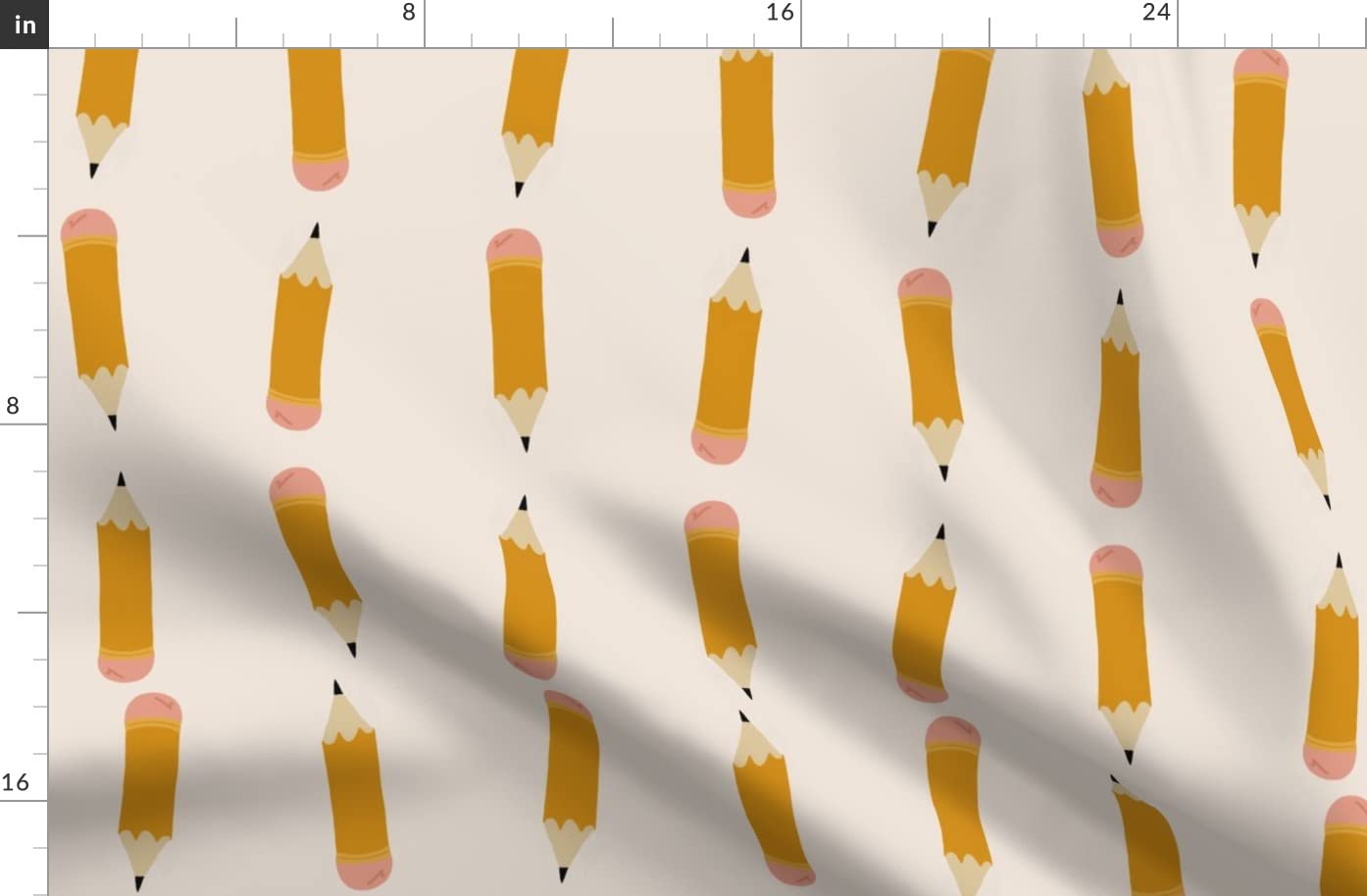 Pencils School Apples Fall Educator Teacher Neutral Printed Organic Cotton Sateen Fabric by The Yard - Perfect for Sewing, Quilting, Apparel & Home Decor | Spoonflower Premium Fabric for Teachers & Educators