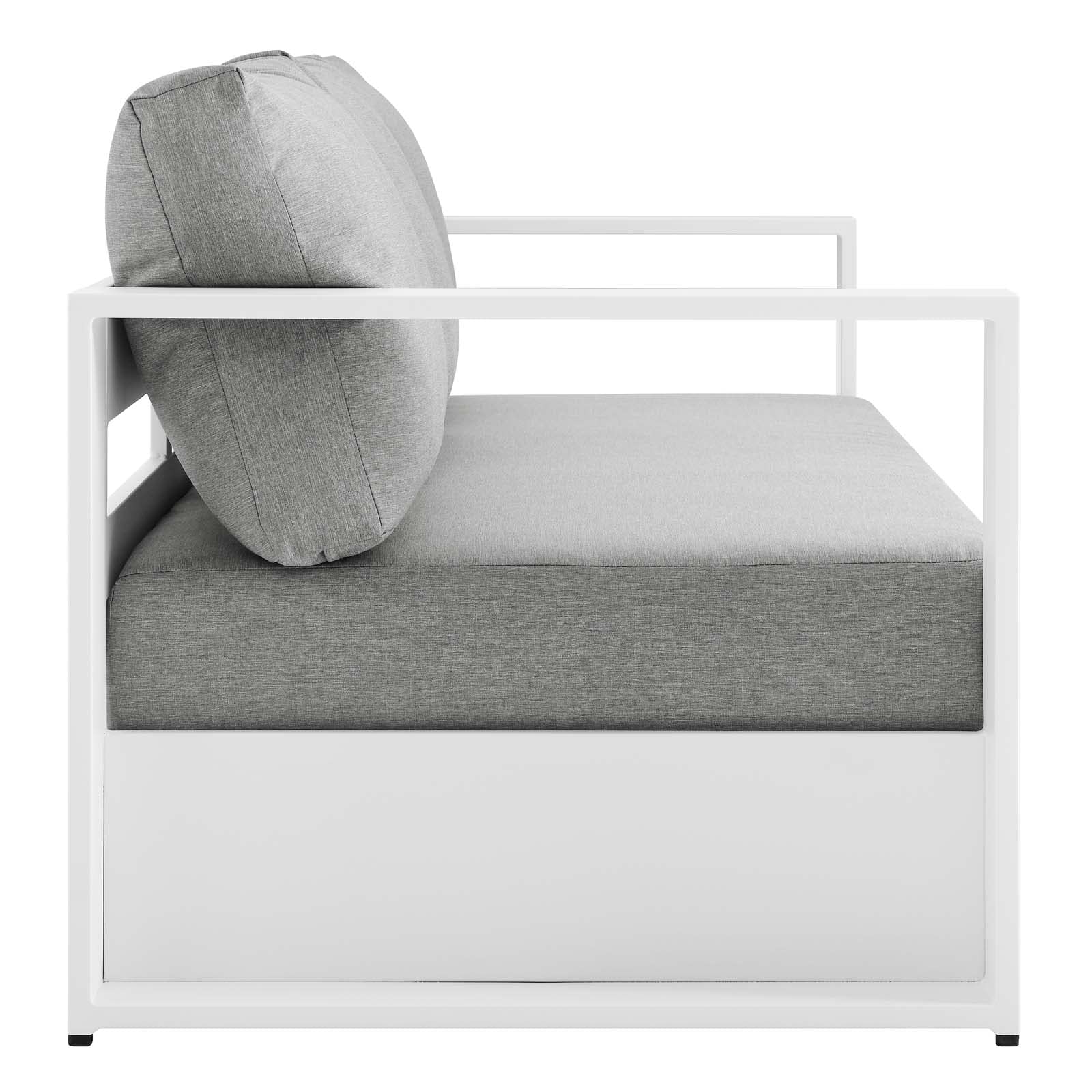 Modway Tahoe Aluminum Outdoor Patio Sofa - Weather-Resistant White Gray Modern Garden Furniture for Backyard, Poolside & Patio Relaxation
