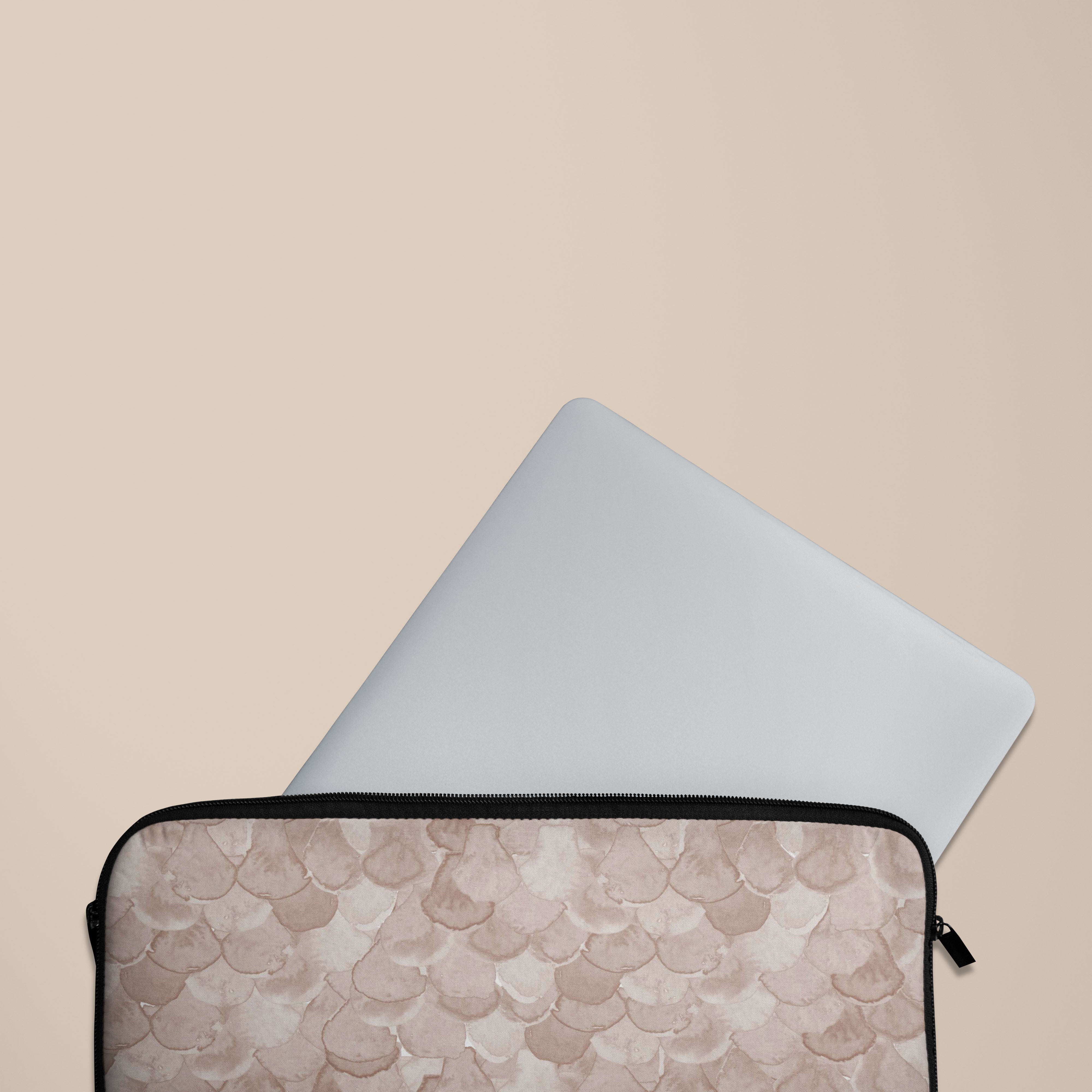 Beige Watercolor Reptile Print Laptop Sleeve Case - 13 Inch Protective Cover for MacBook Air/Pro, Stylish & Durable for Work, School & Travel