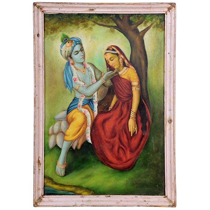 Radha Krishna Painting - Handmade Indian Spiritual Art for Home & Temple Decor | Perfect for Puja Room, Living Room, and Meditation Space