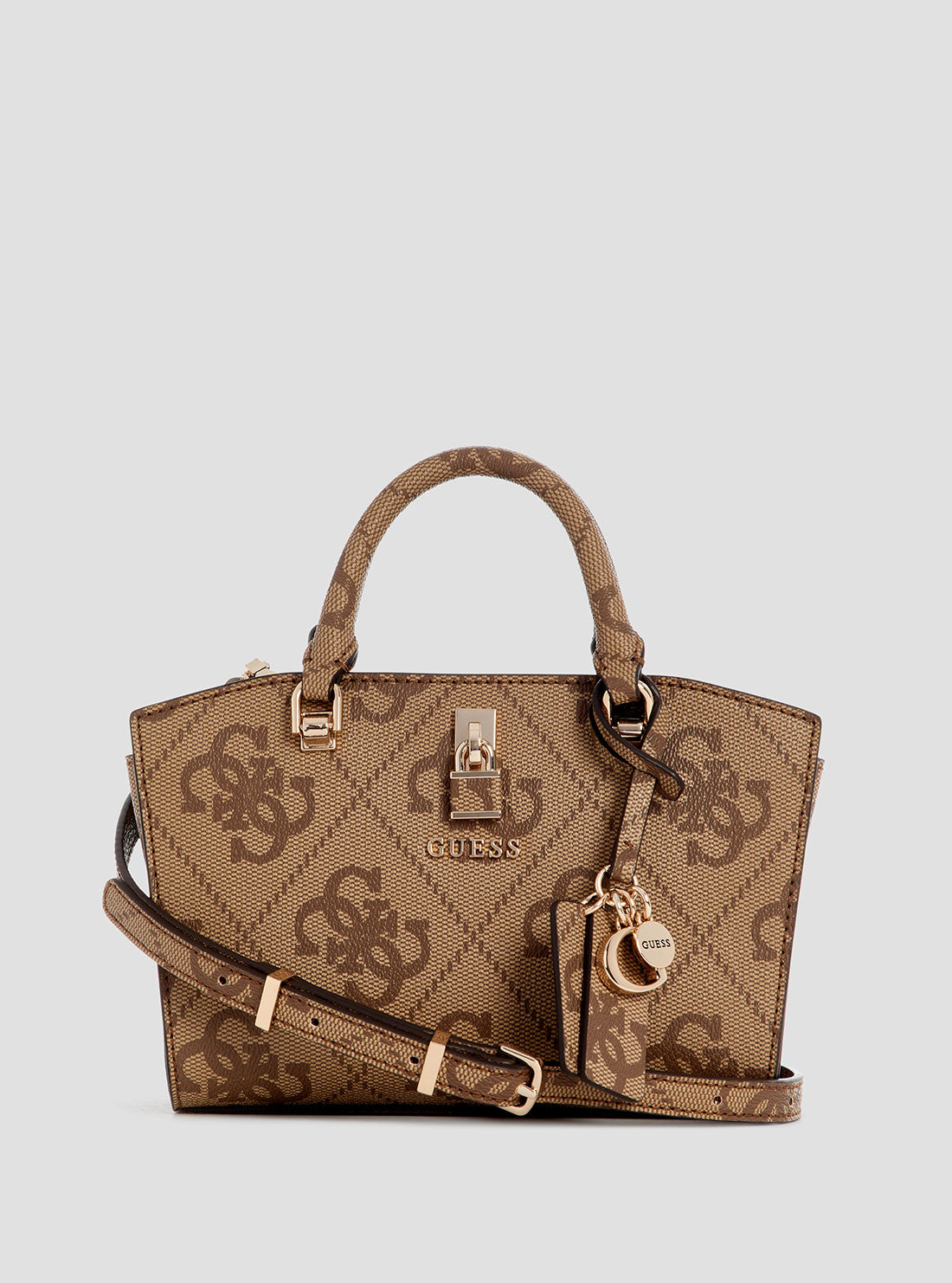 Brown Leather Queensland Mini Satchel Bag with Logo - Stylish Crossbody Purse for Women, Perfect for Work, Travel & Everyday Use