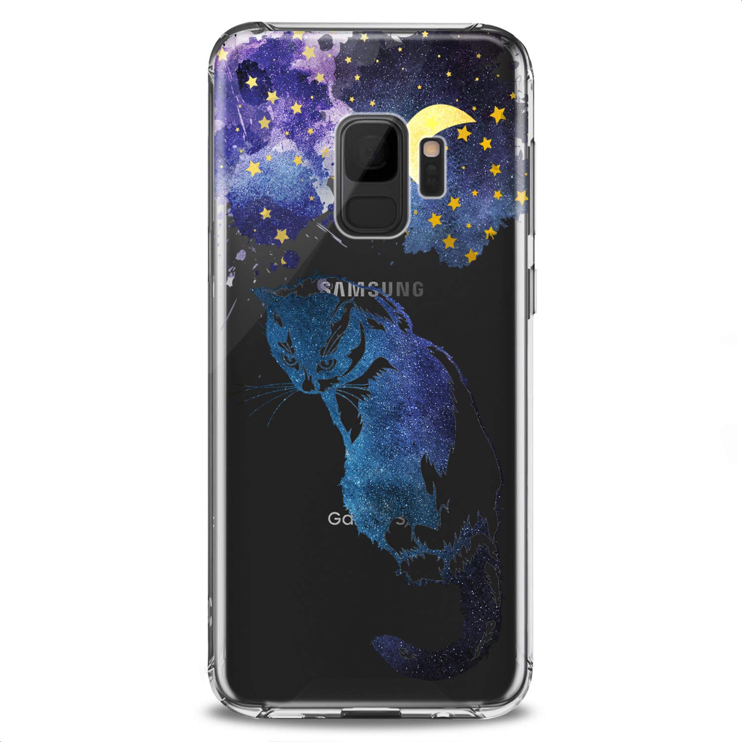 Samsung Galaxy S24 S23 FE S22 Plus S21 Ultra S20+ S10 Note 20 S10e S9 Case - Flexible Silicone Cover with Cute Cat Print, Clear Purple Slim Fit Design for Women | Perfect for Everyday Use, Office, School & Travel Protection