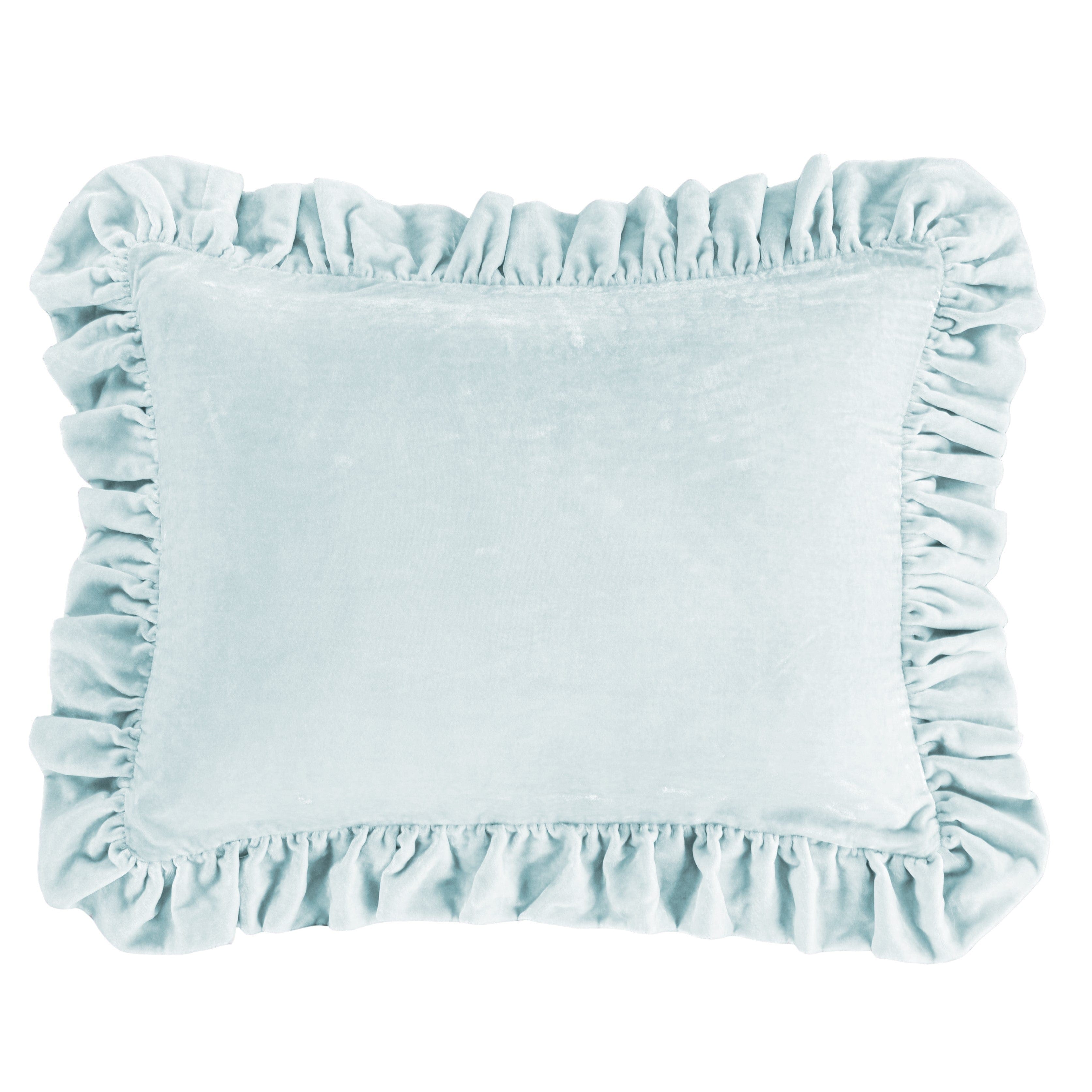 Luxury Stella Faux Silk Velvet Ruffled Dutch Euro Pillow - Elegant Decorative Throw Pillow for Sofa, Bed, Living Room & Home Decor