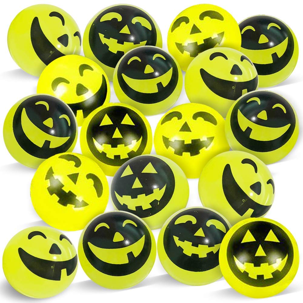ArtCreativity Glow in The Dark Jack-O-Lantern Bouncing Balls - Pack of 12, 1.75 Inch High Bounce Rubber Balls for Kids Halloween Party, Trick or Treat Supplies, Glowing Party Favors & Goodie Bag Fillers - Perfect for Halloween Games, Nighttime Play & Festive Gift Giving