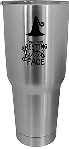 Resting Witch Face Halloween Tumbler - 30oz Stainless Steel Insulated Cup for Coffee, Tea & Cold Drinks - Perfect for Halloween Parties, Office Use & Everyday Hydration