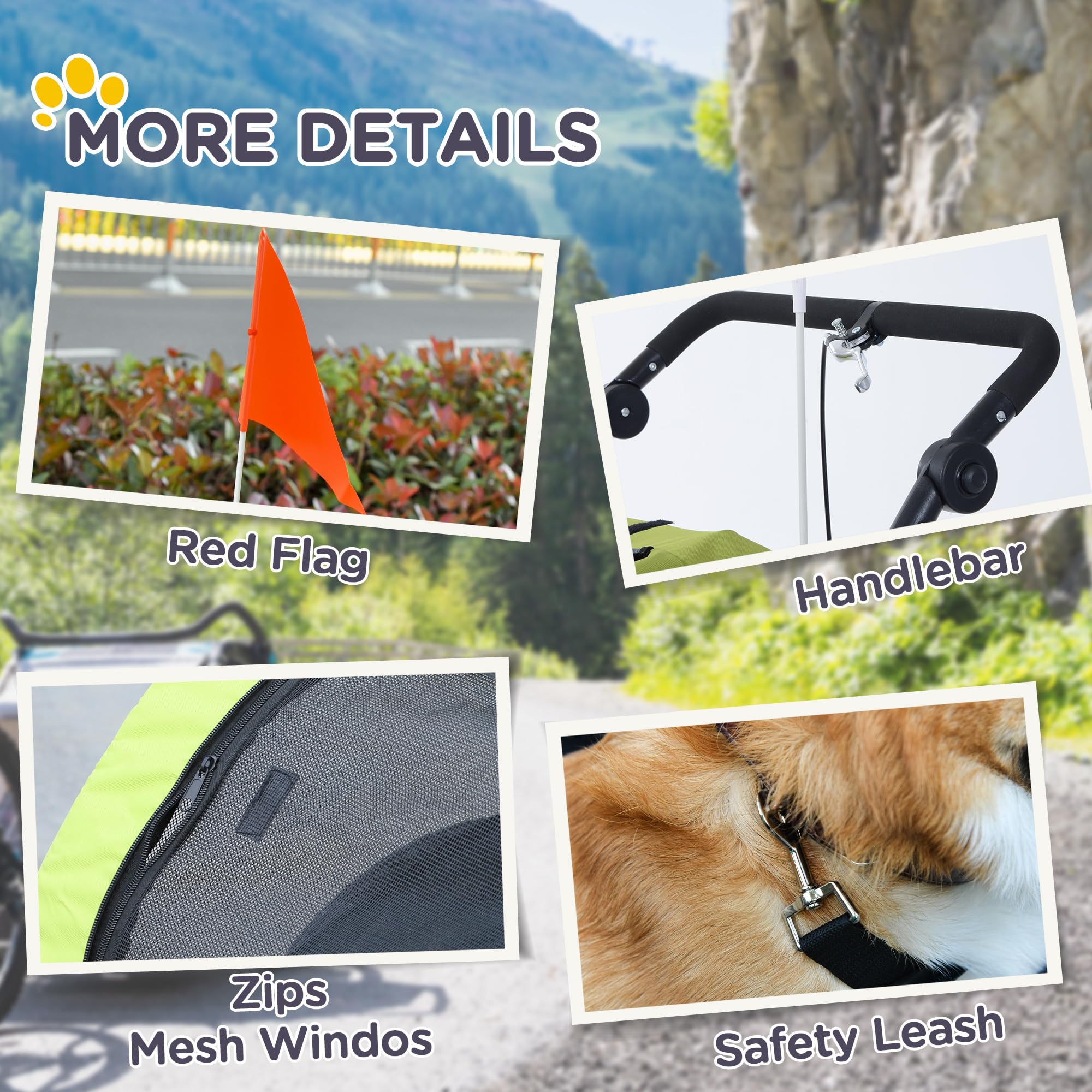 Aosom 2-in-1 Dog Bike Trailer & Pet Stroller with Canopy, Storage Pockets - Perfect for Cycling, Jogging, and Outdoor Adventures with Your Pet
