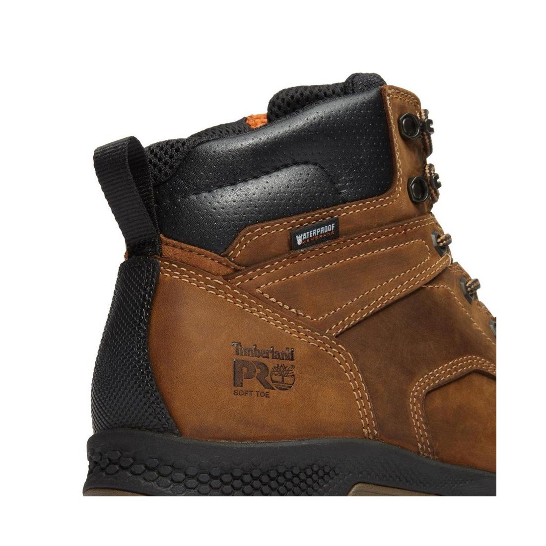 Titan EV 6 Inch Soft Toe Waterproof Work Boots for Men - Brown Safety Shoes for Construction, Hiking & Outdoor Work - Slip Resistant & Comfortable