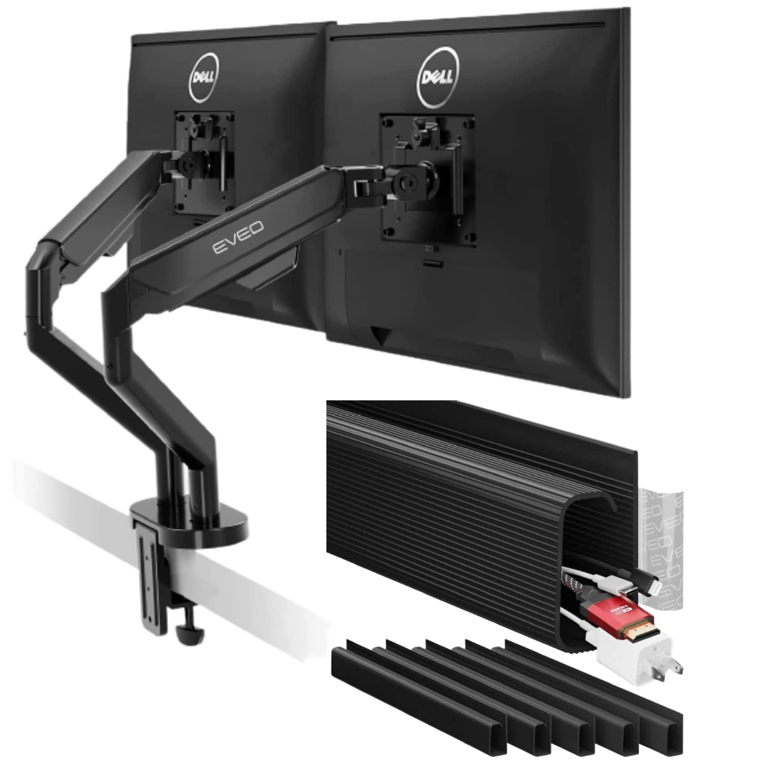 Premium Dual Monitor Stand with Cable Management - 96