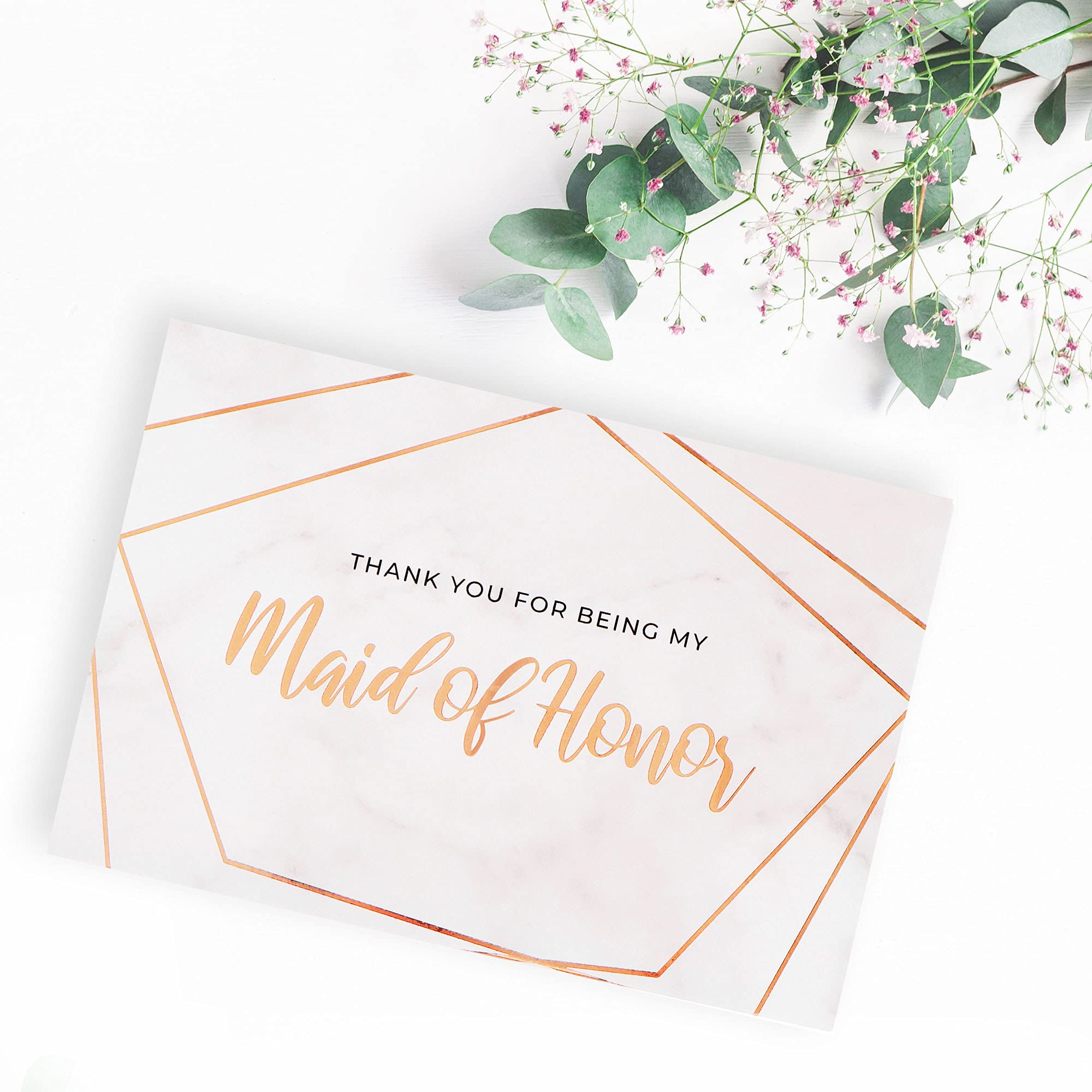 Elegant Maid of Honor Thank You Gift Box - Single Box with Marble Design & Gold Foil | Perfect Bridesmaid Appreciation Present for Wedding Party, Bachelorette & Bridal Shower