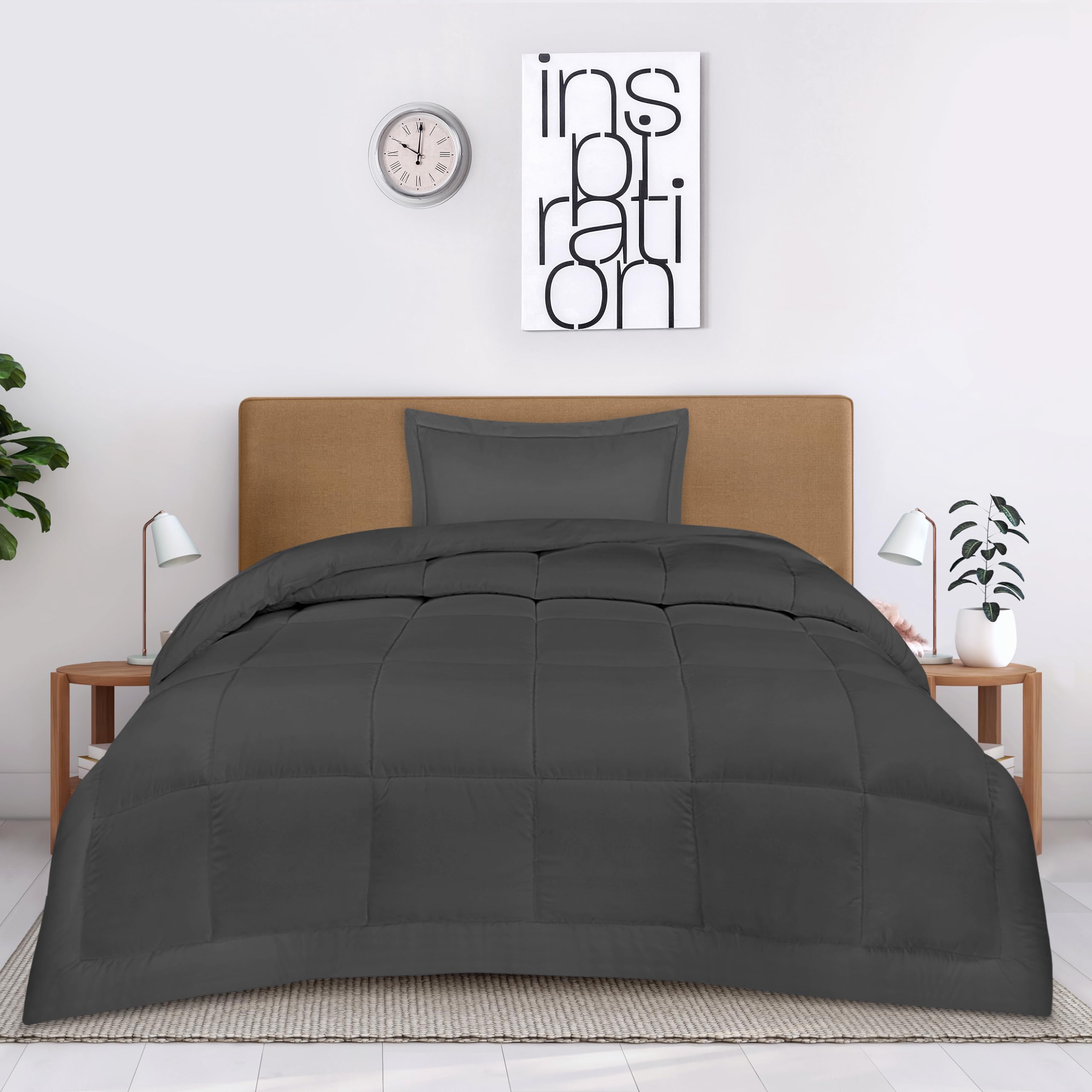 Utopia Bedding Twin Comforter Set for Kids - 1 Pillow Sham, Down Alternative Grey Bedding Set | Soft, Comfortable & Machine Washable | Perfect for Kids' Rooms, Sleepovers & Cozy Bedtime