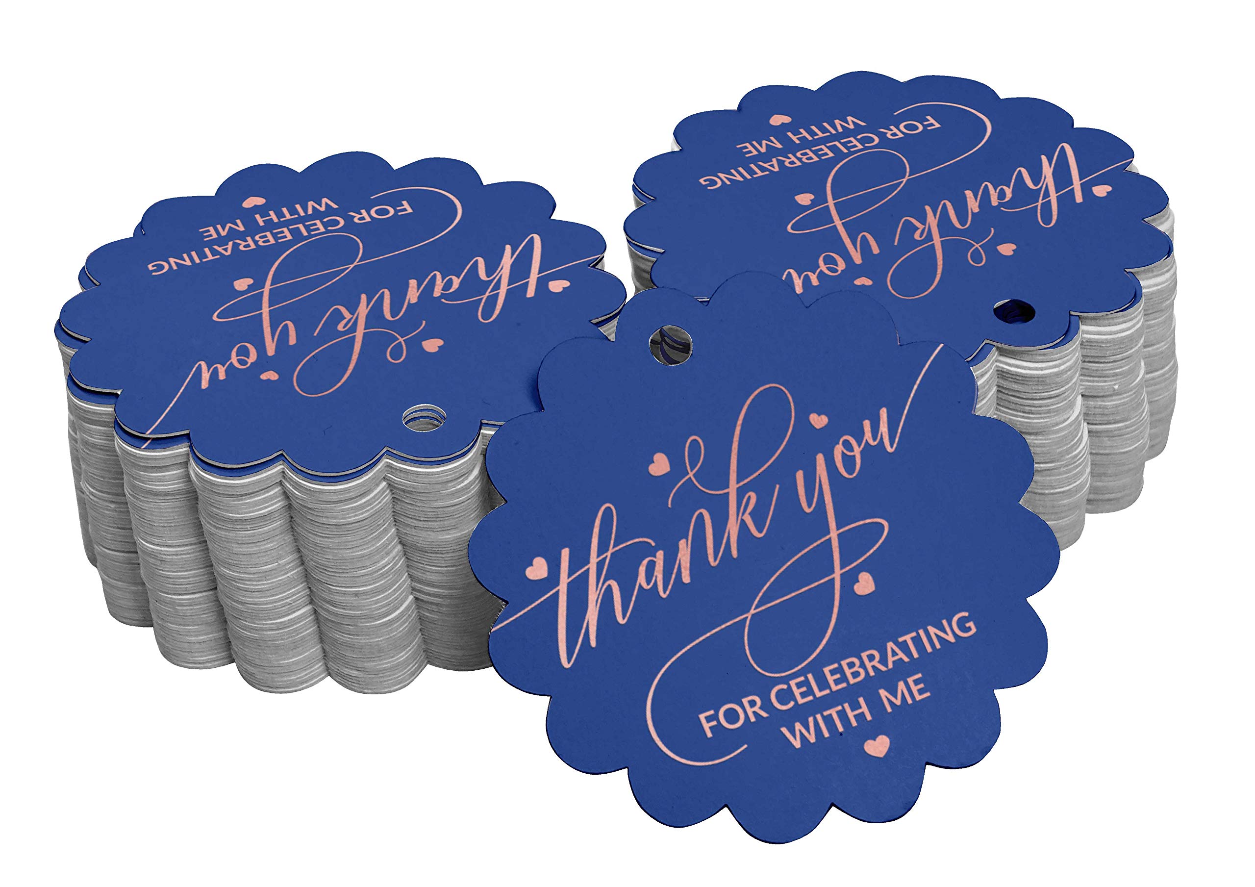 Premium Rose Gold Foil Thank You Tags - 100pcs Elegant Birthday Party Favor Tags with Metallic Finish | Perfect for Wedding Favors, Baby Showers & Special Event Gift Packaging
