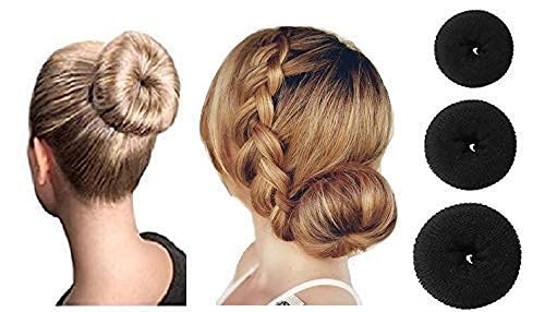 Premium Hair Donut Bun Maker Set of 3 - Professional Hair Accessories for Perfect Buns, Updos & Hairstyles - Ideal for Weddings, Prom, Work & Everyday Styling