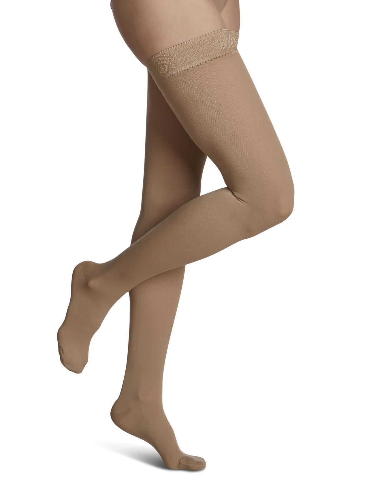 Sigvaris 30-40 mmHg Opaque Thigh High Compression Stockings with Grip Top for Women - Closed Toe Design for Varicose Veins, Edema & Post-Surgery Recovery