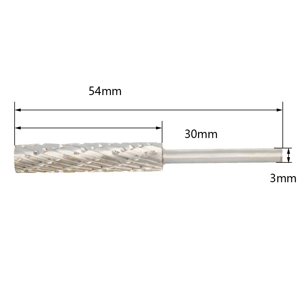 Utoolmart HSS Rotary Files - 3mm Shank Double Cut Cylinder Burrs (6mm Dia) for Die Grinder & Drill - Wood Carving, Metal Polishing & Model Engineering (2-Piece Set) - Perfect for DIY Projects, Jewelry Making & Automotive Repair