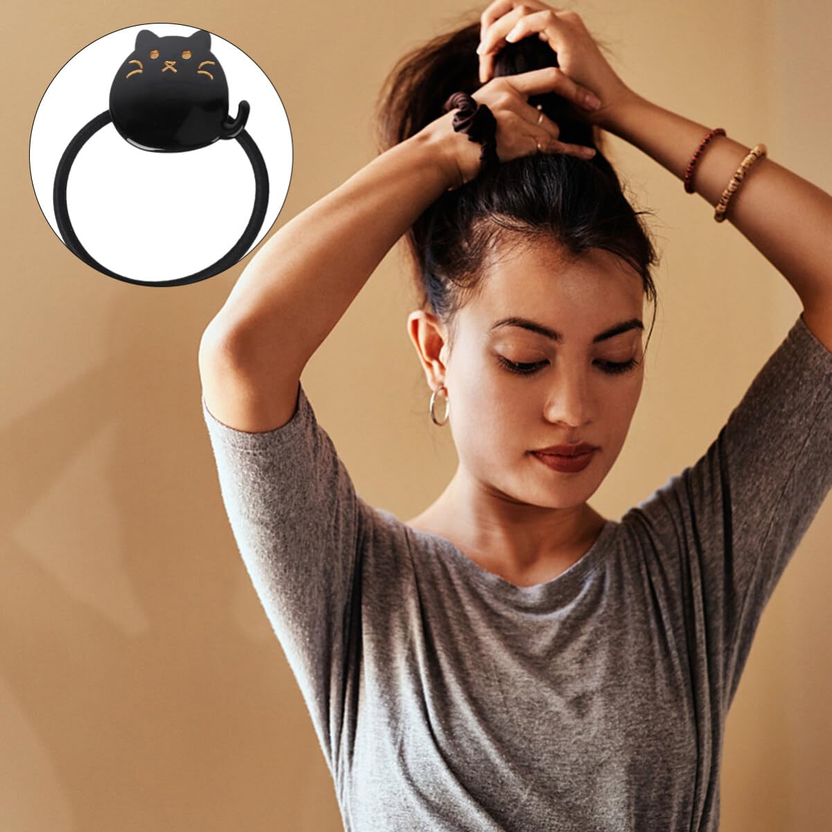 2Pcs Cute Cat Hair Ties for Women & Girls - Soft Elastic Rubber Bands for Thick & Thin Hair - Ponytail Holders & Hair Accessories - Perfect for School, Work, Parties & Everyday Use