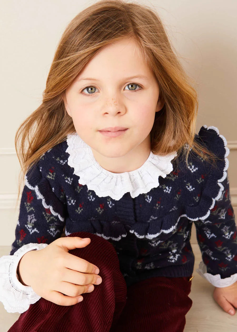 Frill Collar Long Sleeve White Top for Girls (18 Months to 10 Years) - Perfect for School, Parties, and Family Photos