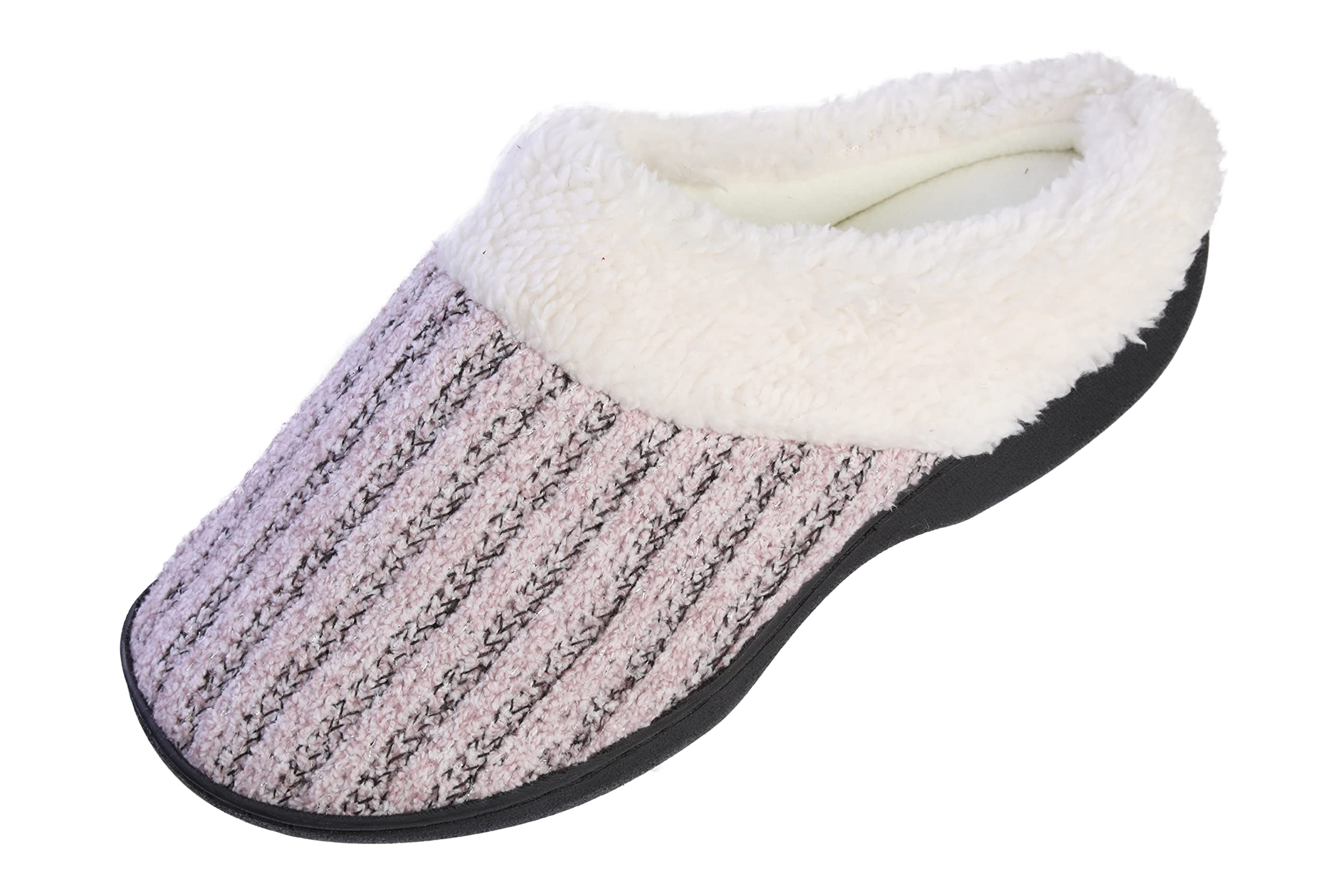 Roxoni Women's Knit Fleece-Lined Cozy Clog House Slippers - Warm Indoor Shoes for Winter Comfort at Home, Office & Relaxation