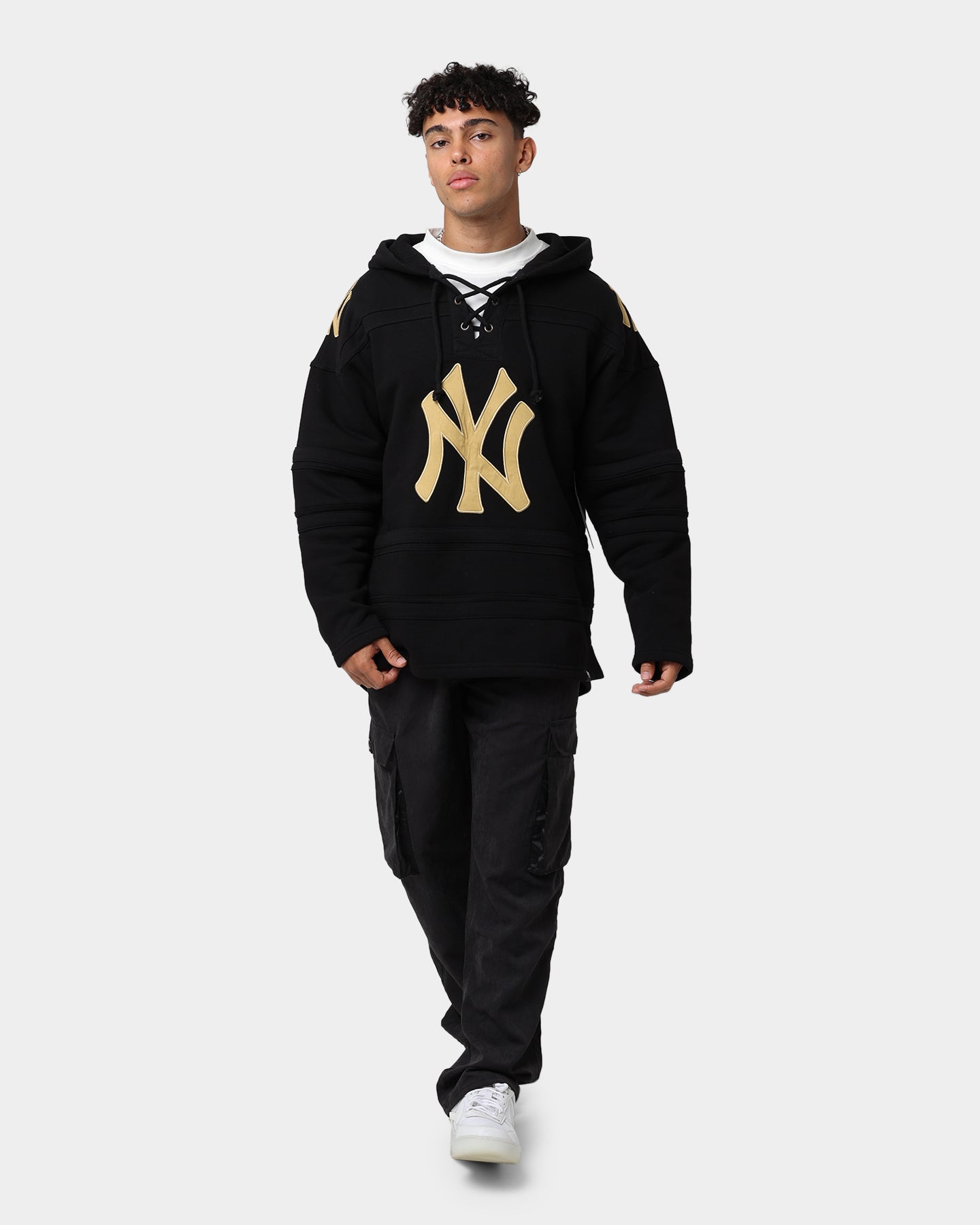 47 Brand New York Yankees Superior Lacer Hoodie - Black & Gold - Men's Baseball Fan Apparel for Game Day & Casual Wear