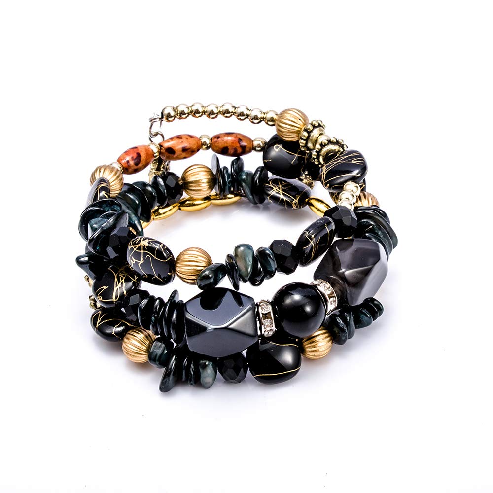 Boho Multilayer Agate Beads Charm Bracelet for Women & Men - Vintage Jade Stone Yoga Bangle, Irregular Ethnic Jewelry - Perfect for Meditation, Yoga, Boho Fashion & Gift Giving