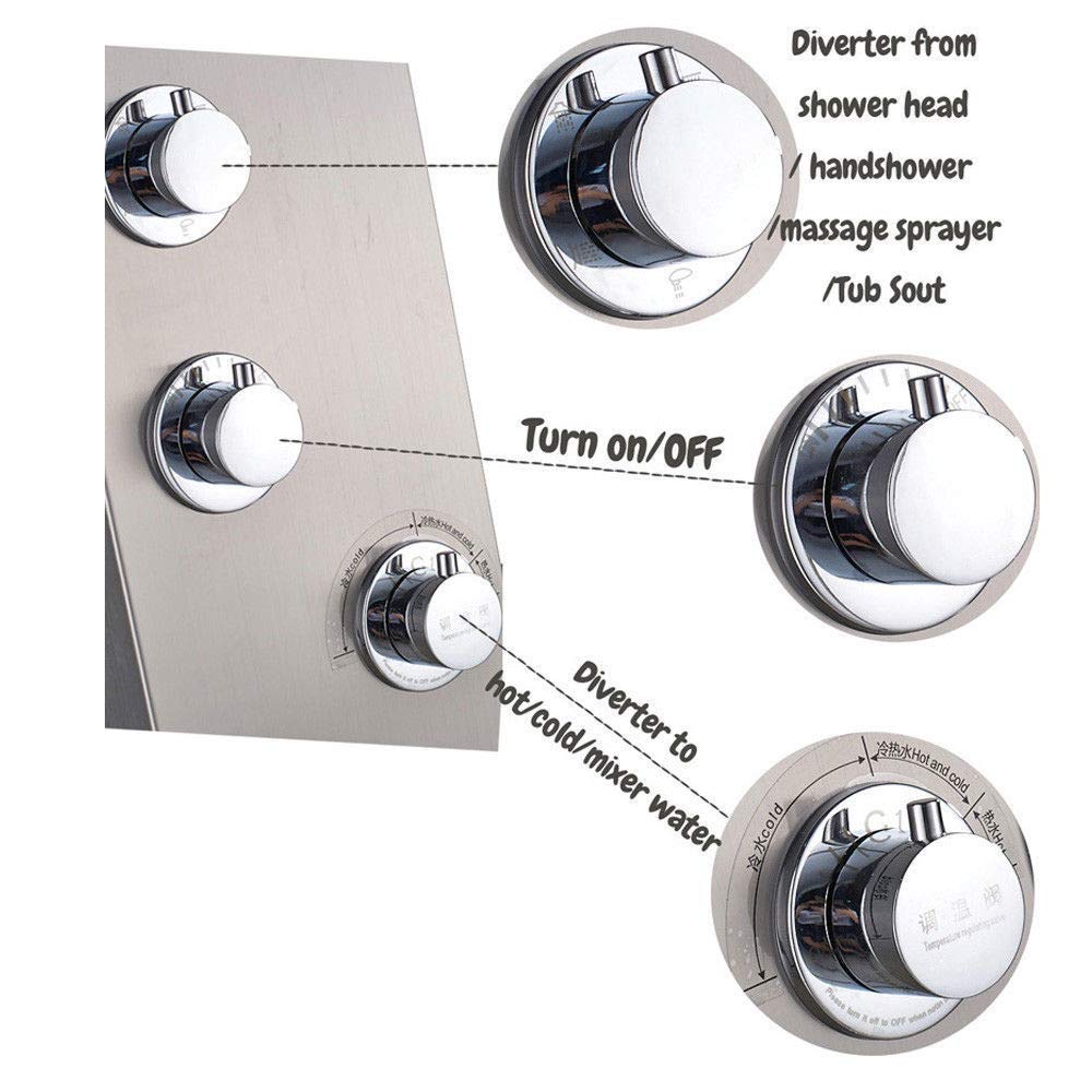 Brushed Nickel LED Shower Panel System with Waterfall Rain & Spa Massage Sprayer - Wall Mounted Shower Column for Luxury Bathroom Upgrade | Perfect for Modern Home Spa Experience & Relaxing Rainfall Shower